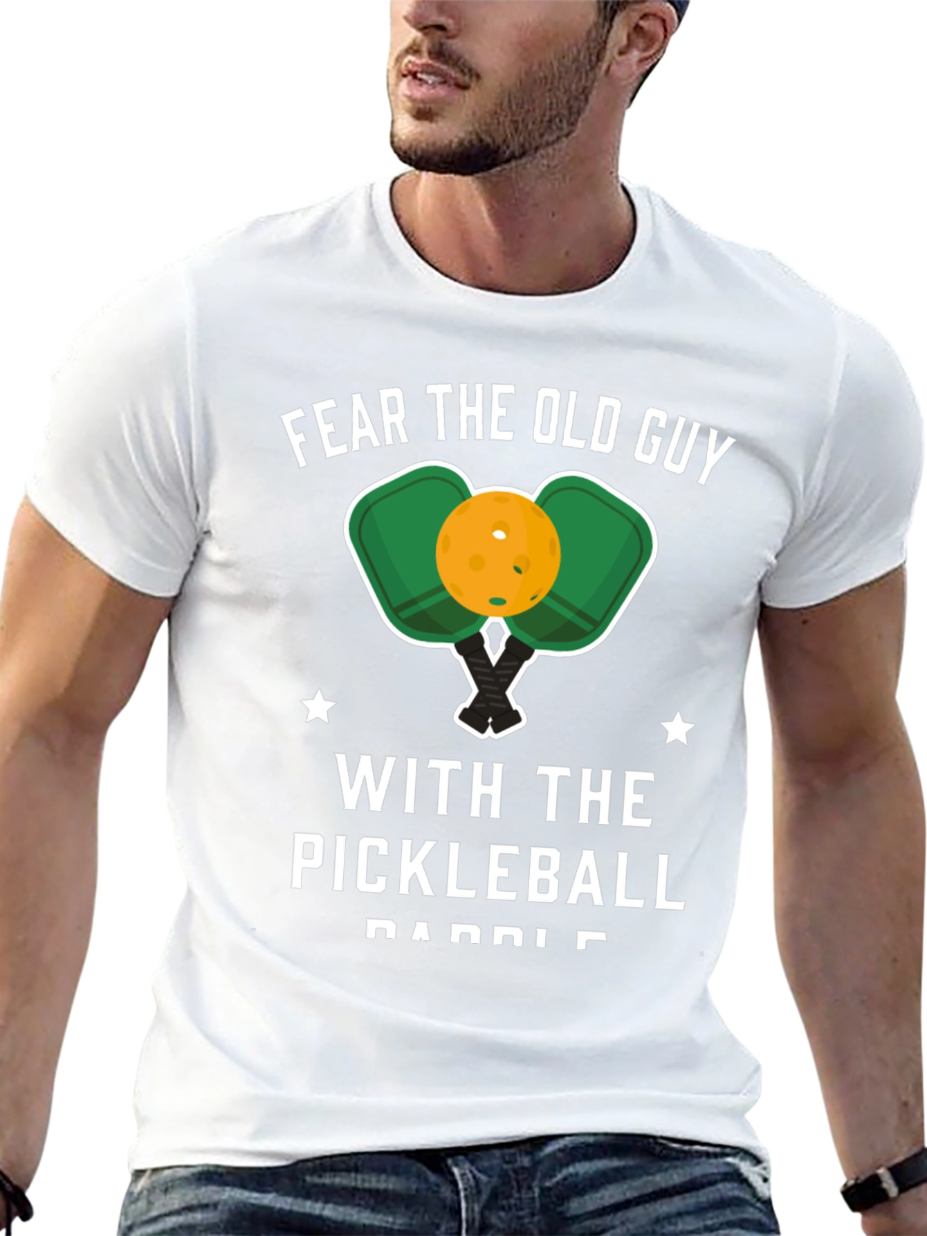 Fear the Old Guy Pickleball Paddle Graphic T-Shirt