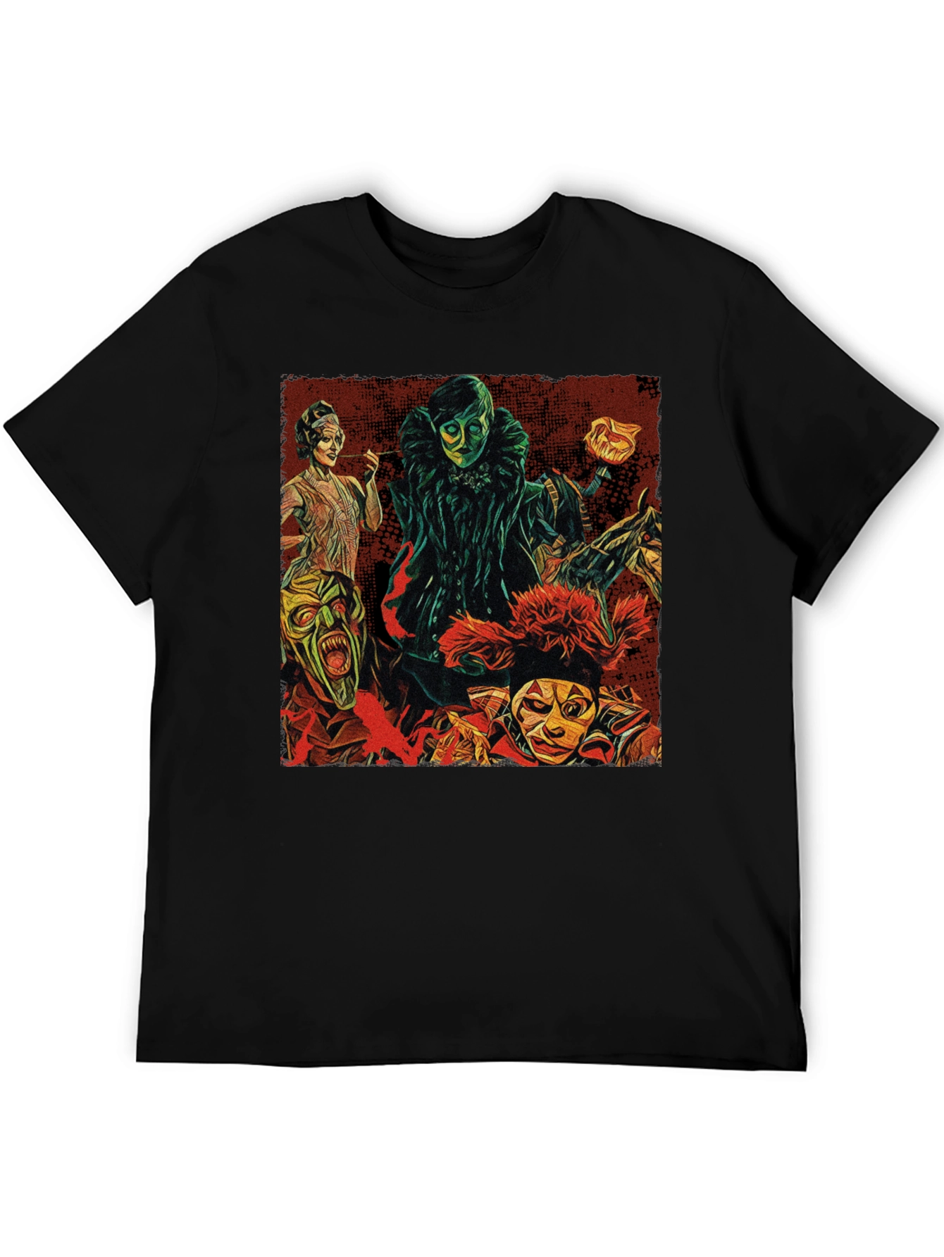 Theater Mask Graphic Tee - Bold Black Cotton