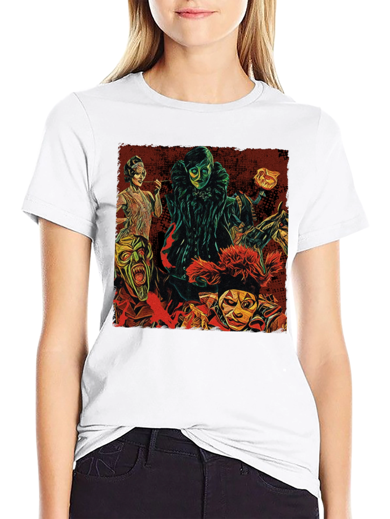 Theater Mask Graphic Tee - Bold Black Cotton