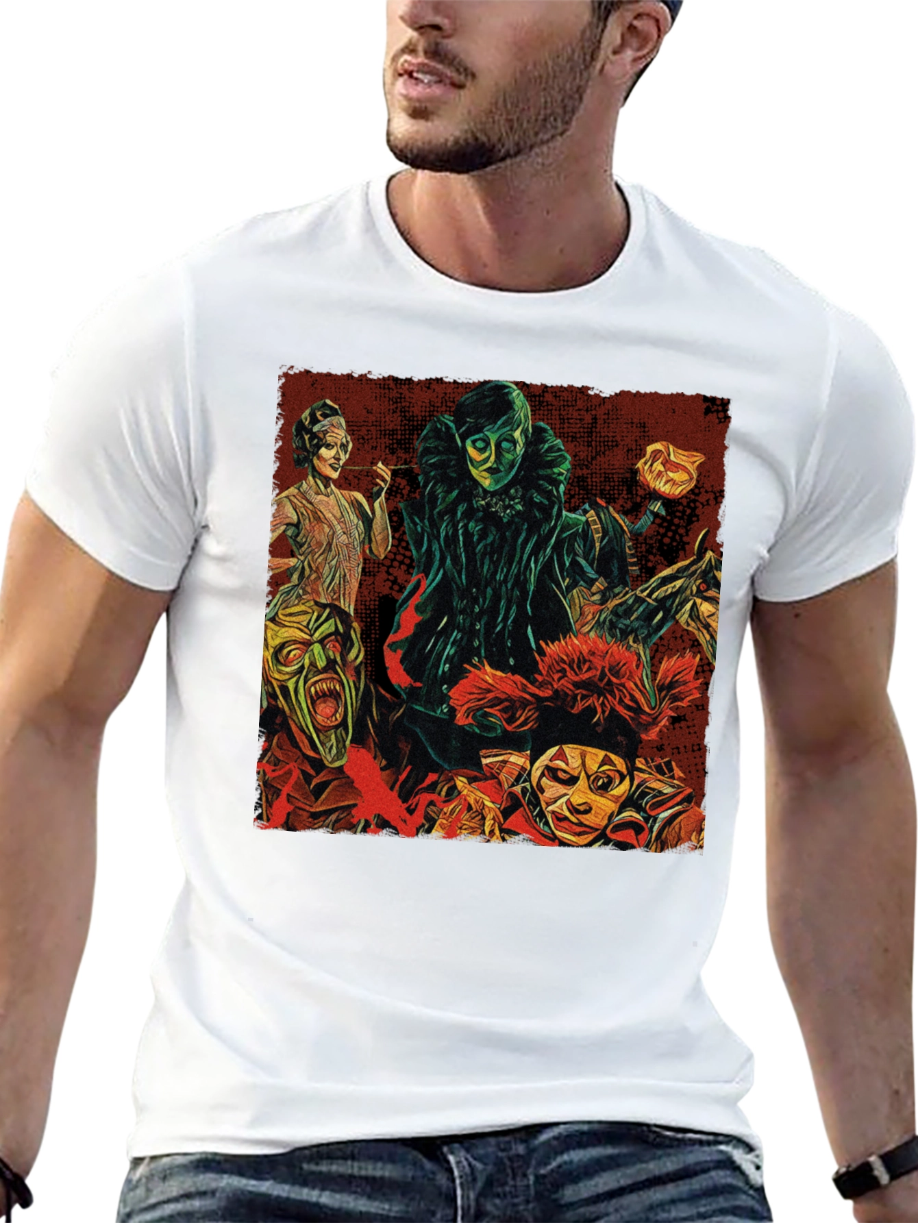 Theater Mask Graphic Tee - Bold Black Cotton