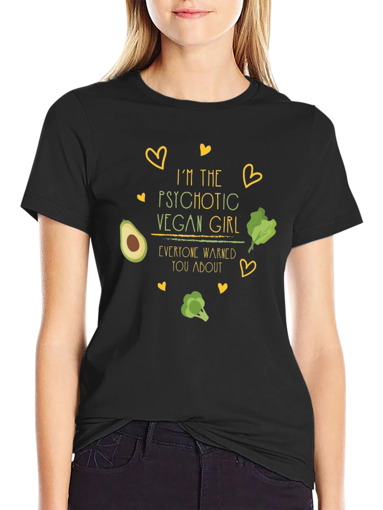 Psychotic Vegan Girl Black T-Shirt