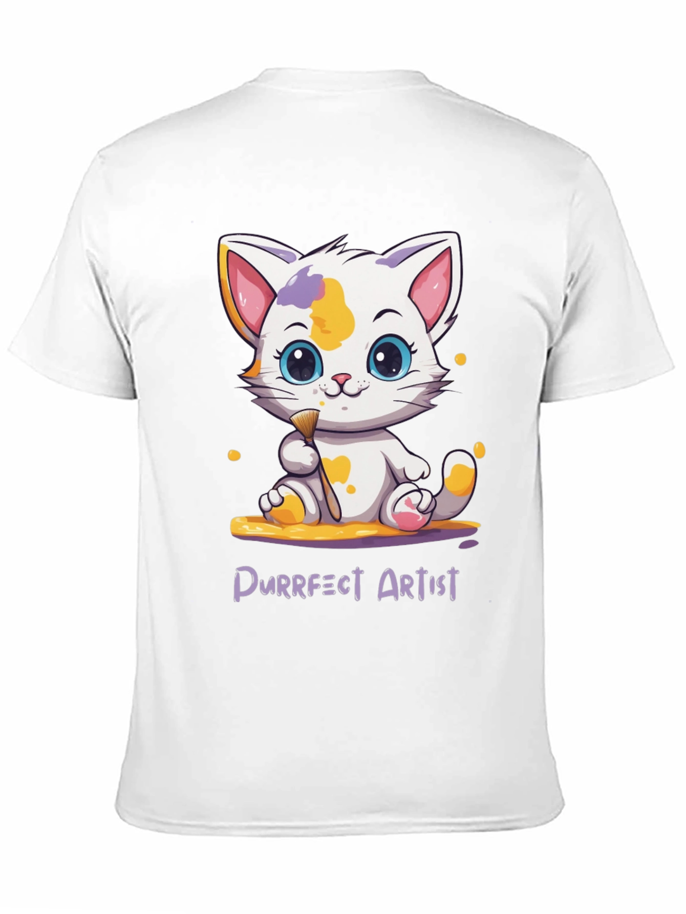Purrfect Artist Cat T-Shirt - Cute Cartoon Kitten