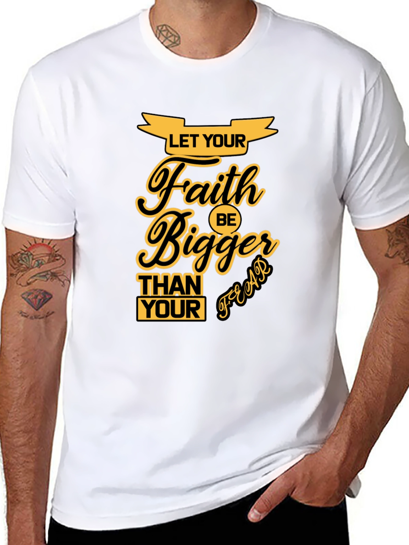 Faith Over Fear Black Graphic T-Shirt