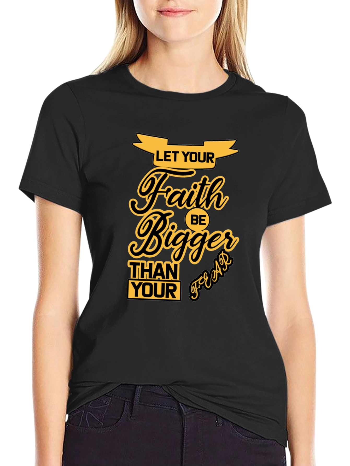 Faith Over Fear Black Graphic T-Shirt