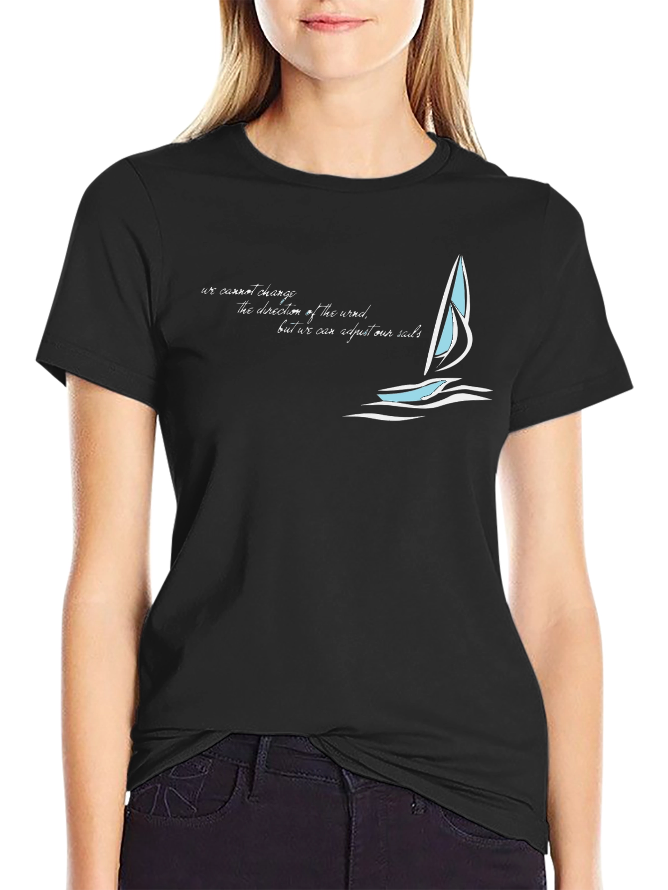 Sailboat T-Shirt - Adjust Your Sails Inspirational Tee
