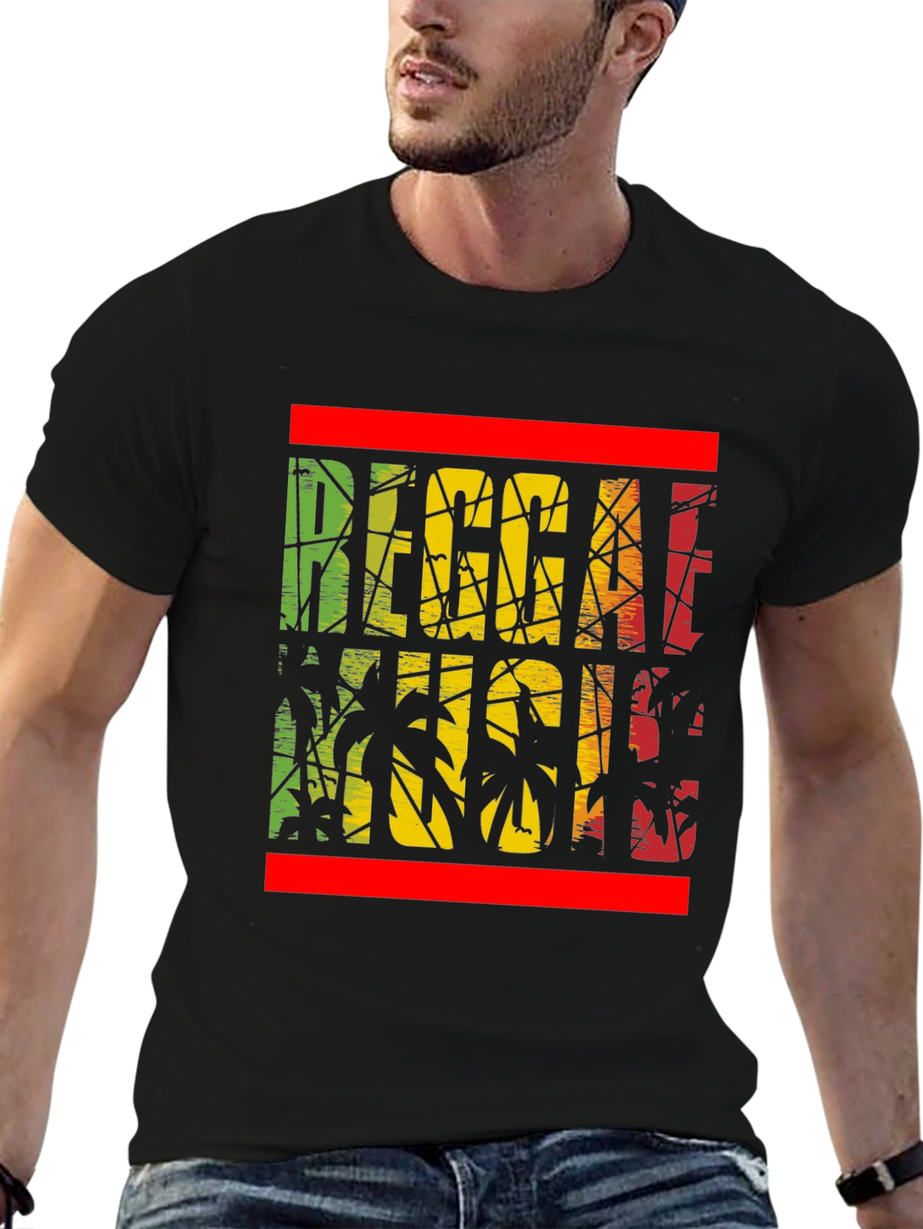 Reggae Music Palm Tree Graphic T-Shirt
