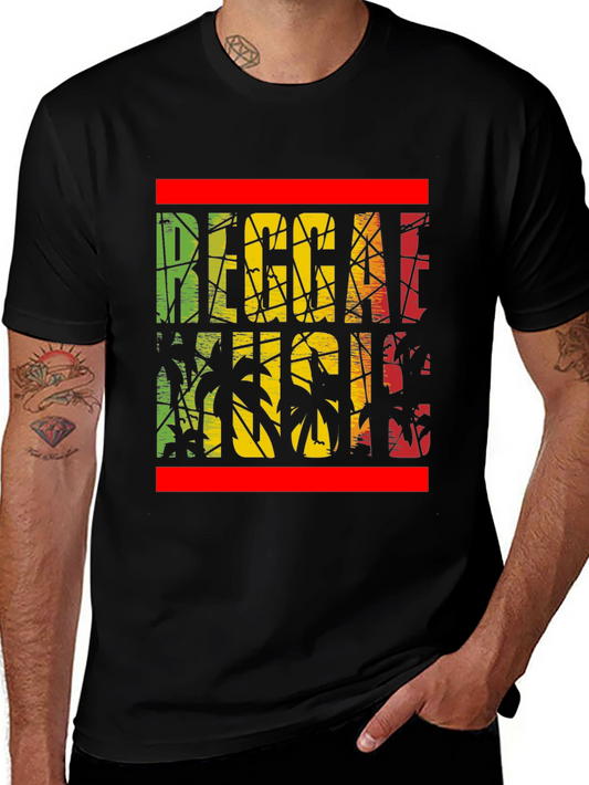 Reggae Music Palm Tree Graphic T-Shirt