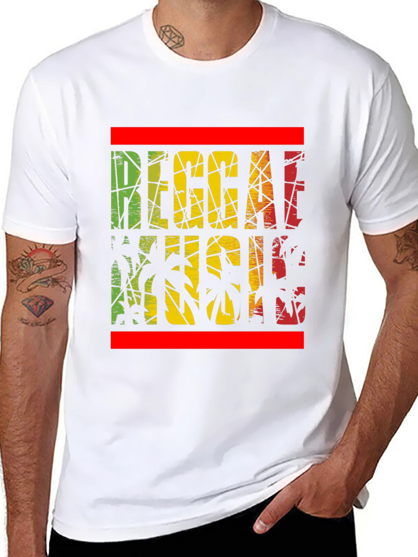 Reggae Music Palm Tree Graphic T-Shirt