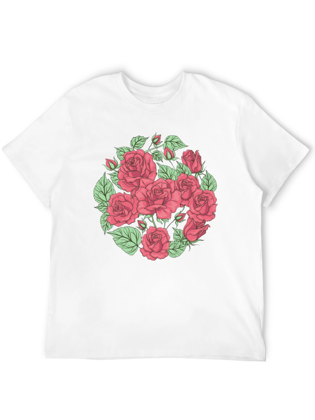 Floral Rose Print Black T-Shirt
