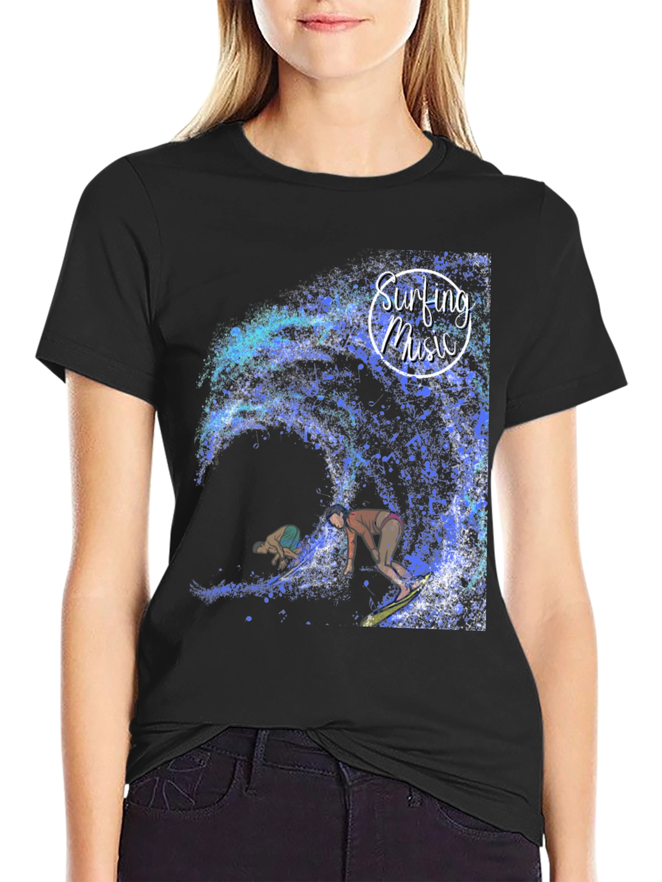 Surfing Music Graphic Tee - Wave Rider Shirt