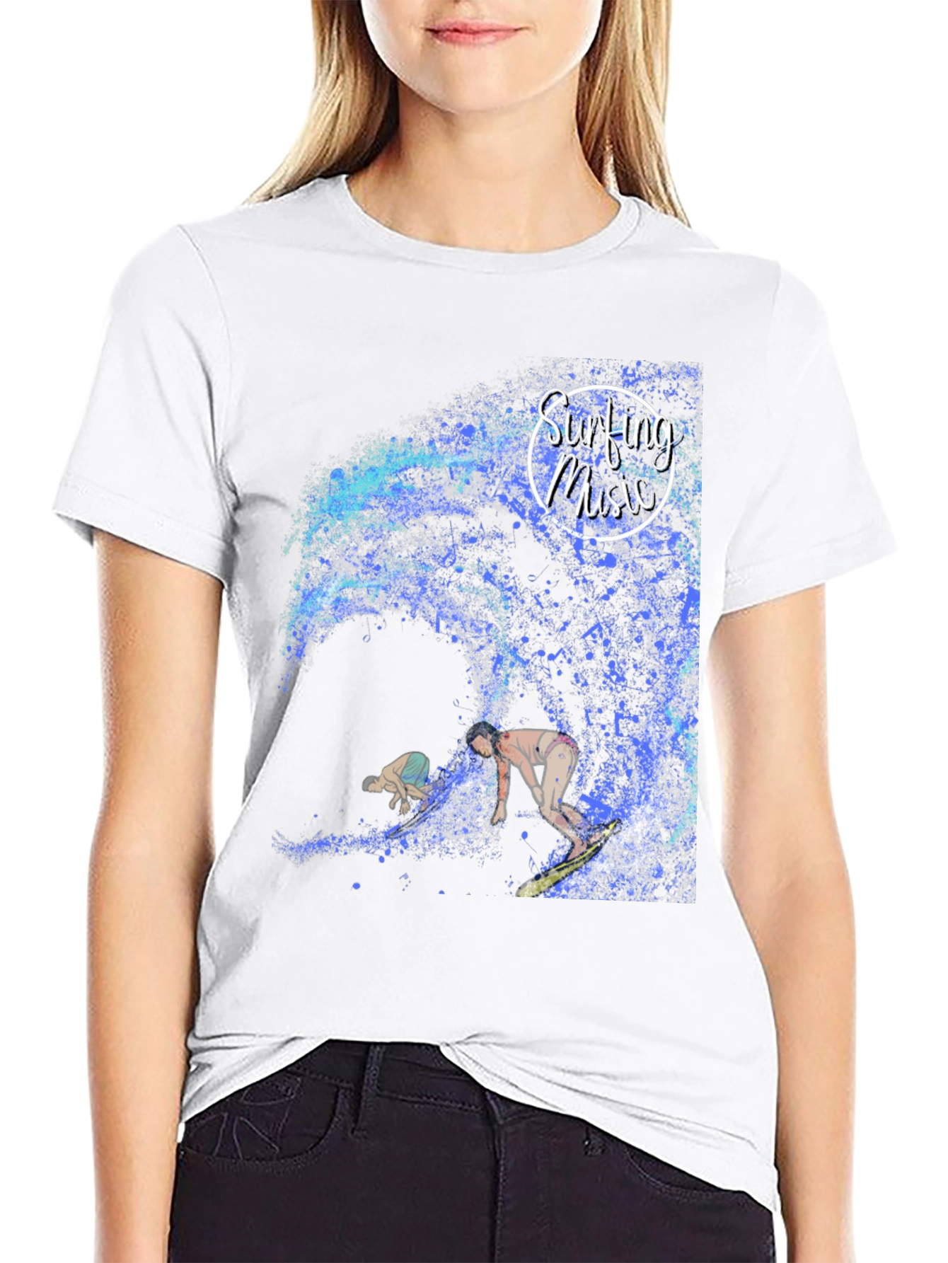 Surfing Music Graphic Tee - Wave Rider Shirt