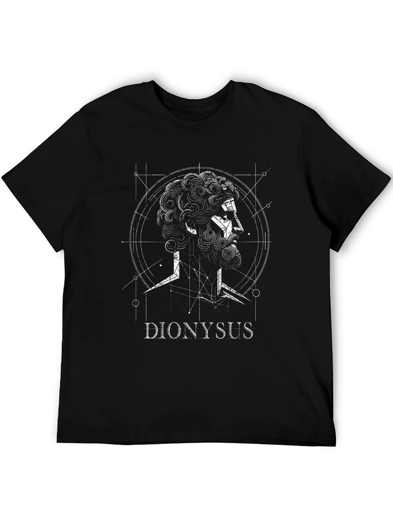 Dionysus Graphic Tee - Stylish Geometric Greek God Design