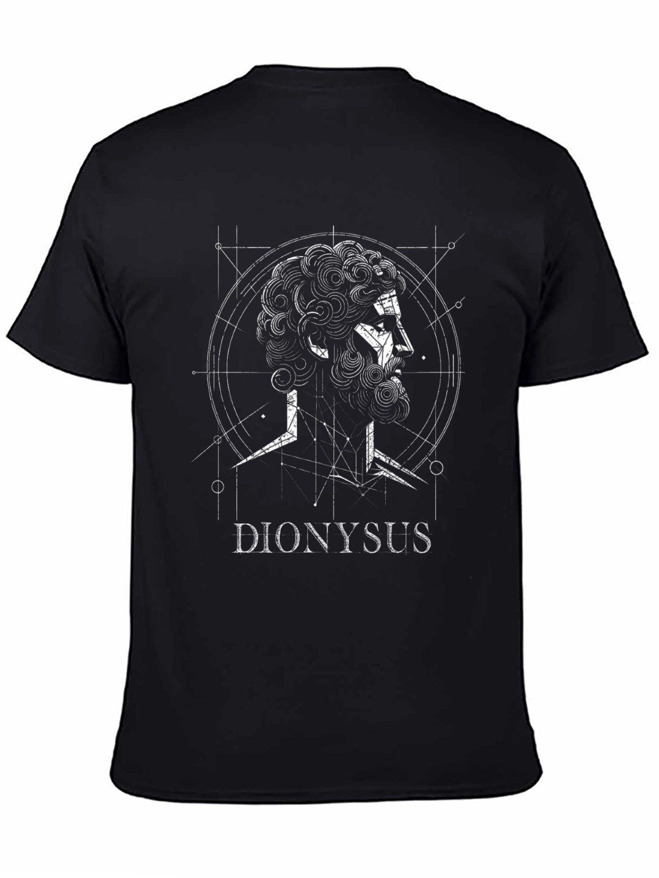 Dionysus Graphic Tee - Stylish Geometric Greek God Design