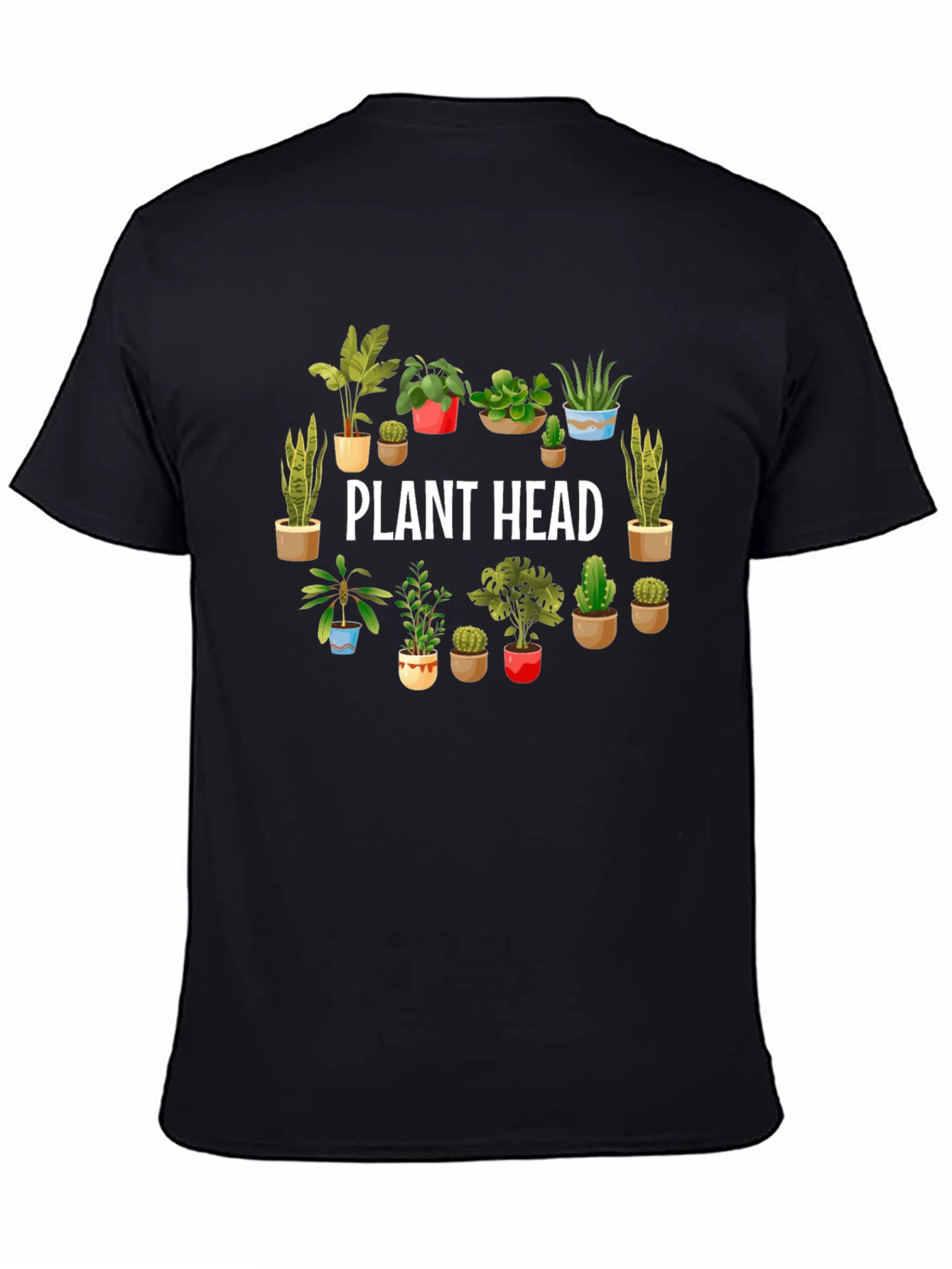 Plant Head Graphic Tee - Black Cotton T-Shirt