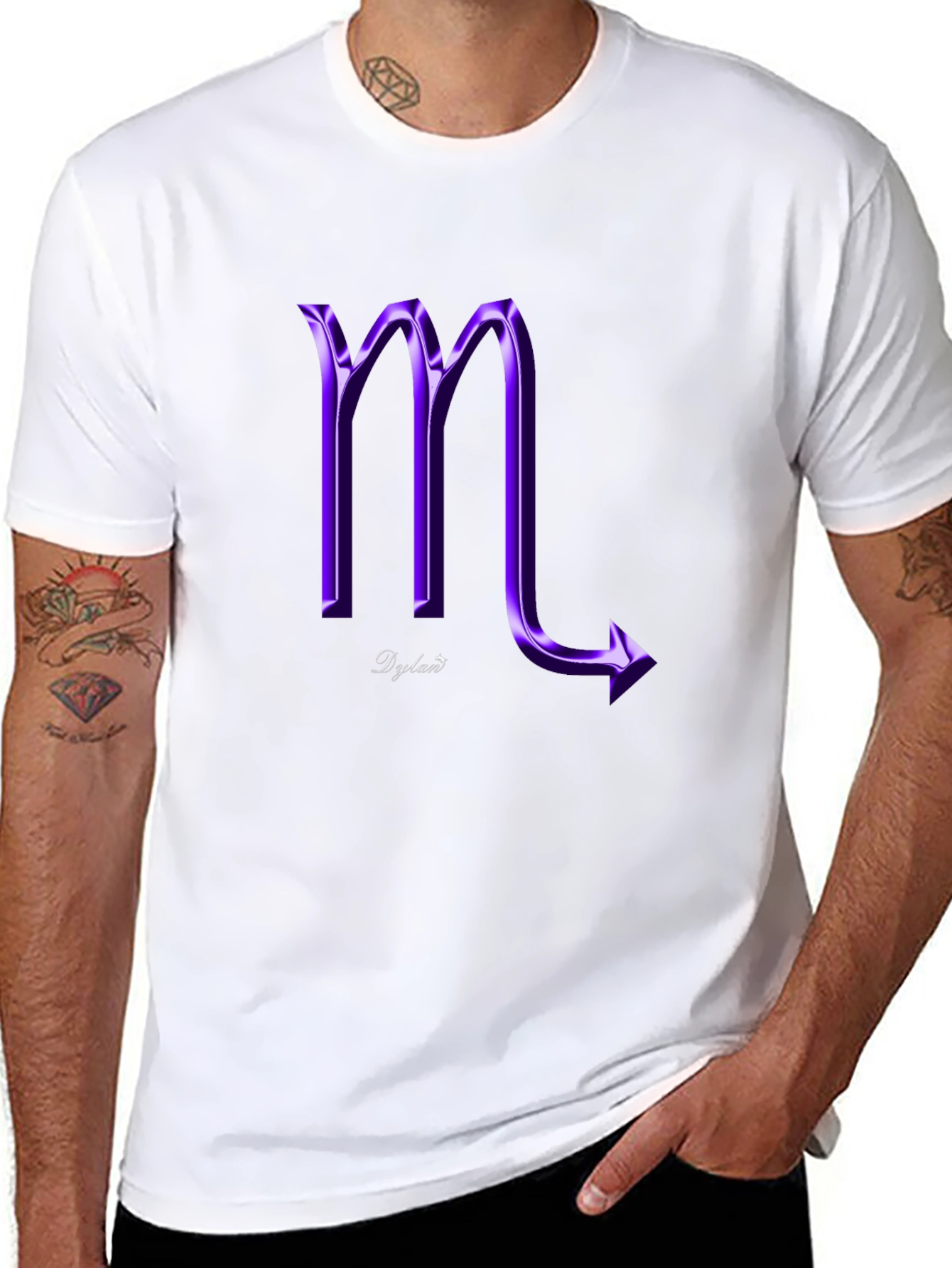 Purple Scorpio Graphic Black T-Shirt