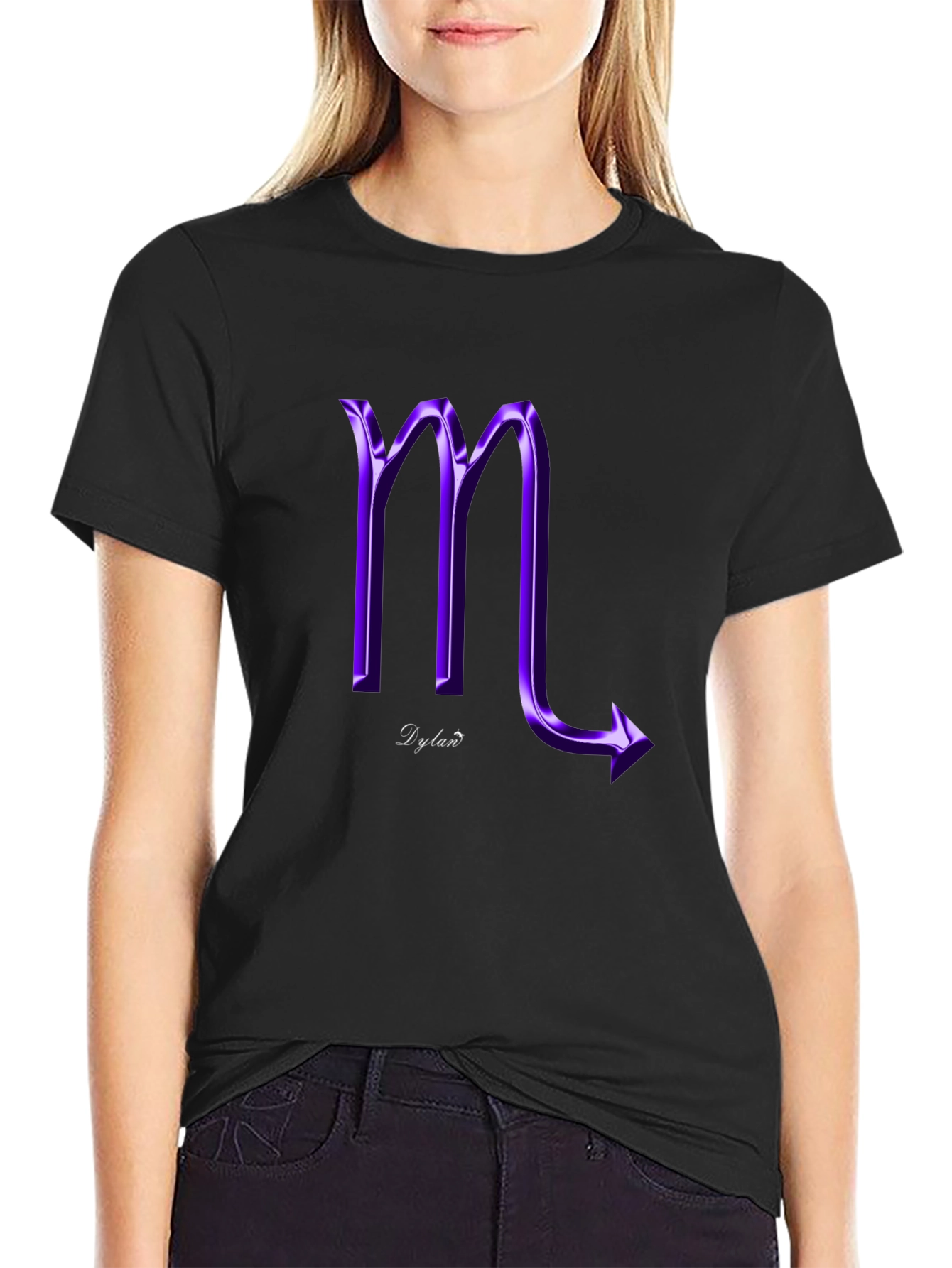 Purple Scorpio Graphic Black T-Shirt
