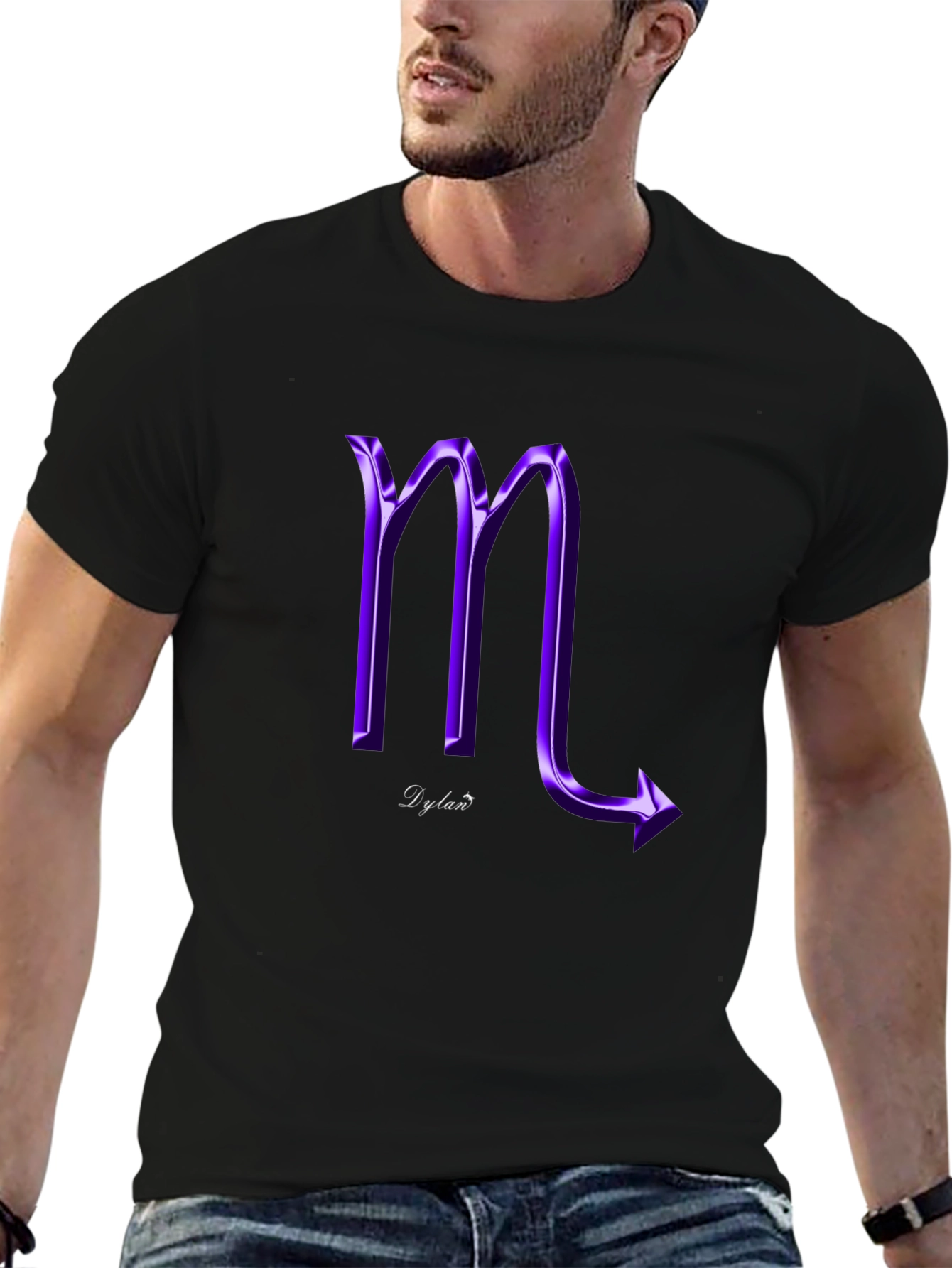 Purple Scorpio Graphic Black T-Shirt