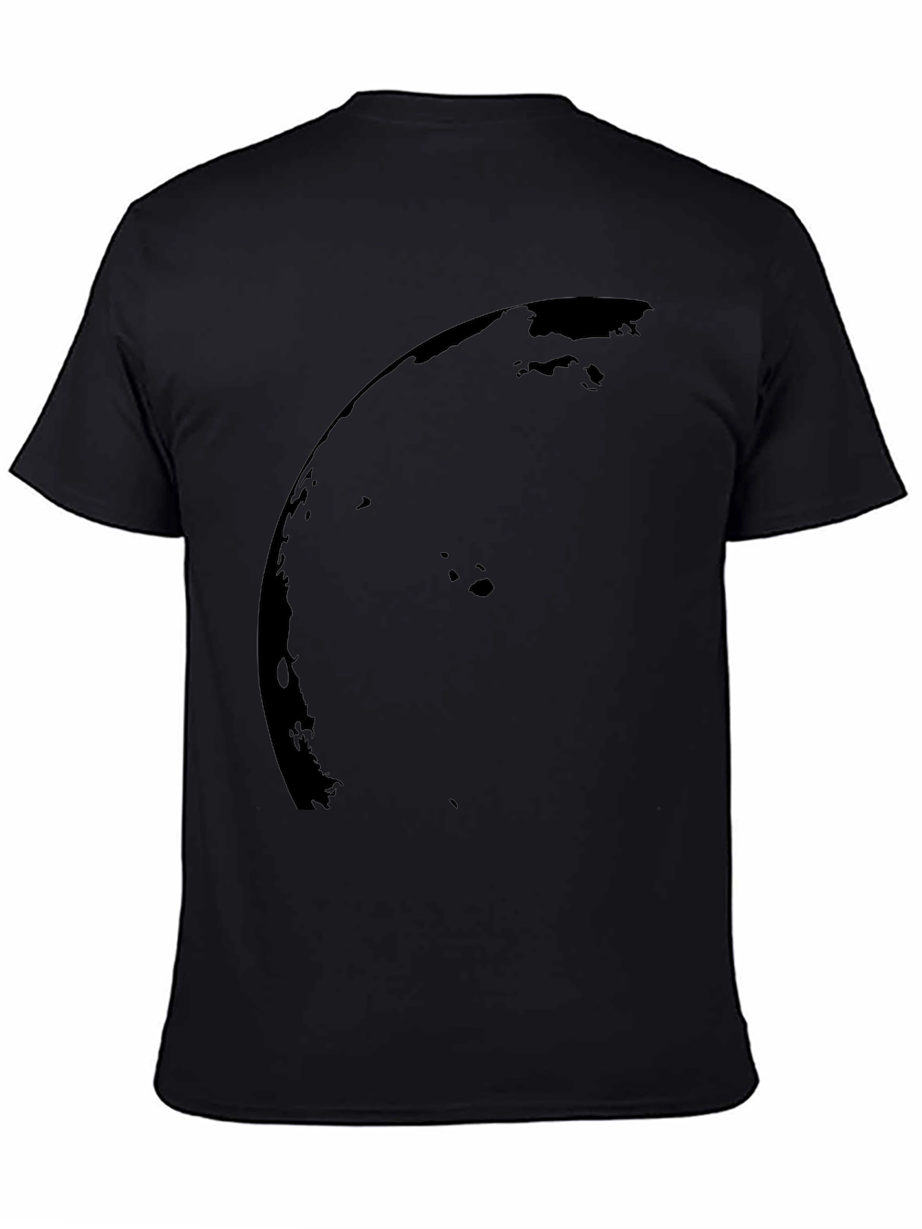 Black Curved Abstract Design T-Shirt