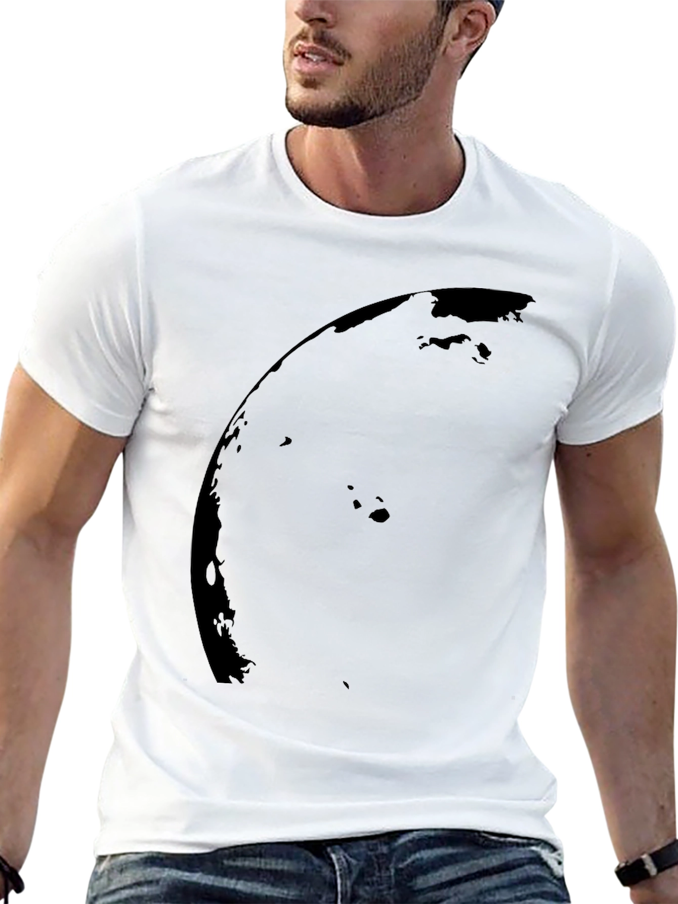 Black Curved Abstract Design T-Shirt