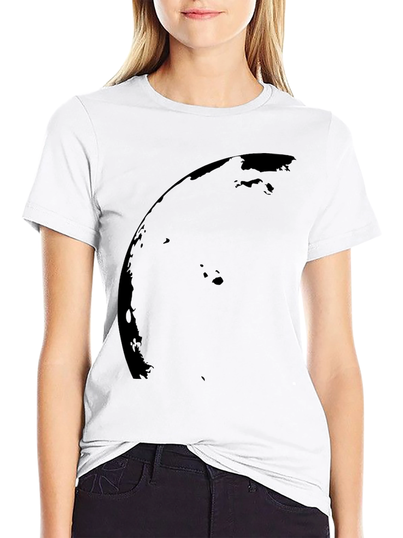 Black Curved Abstract Design T-Shirt