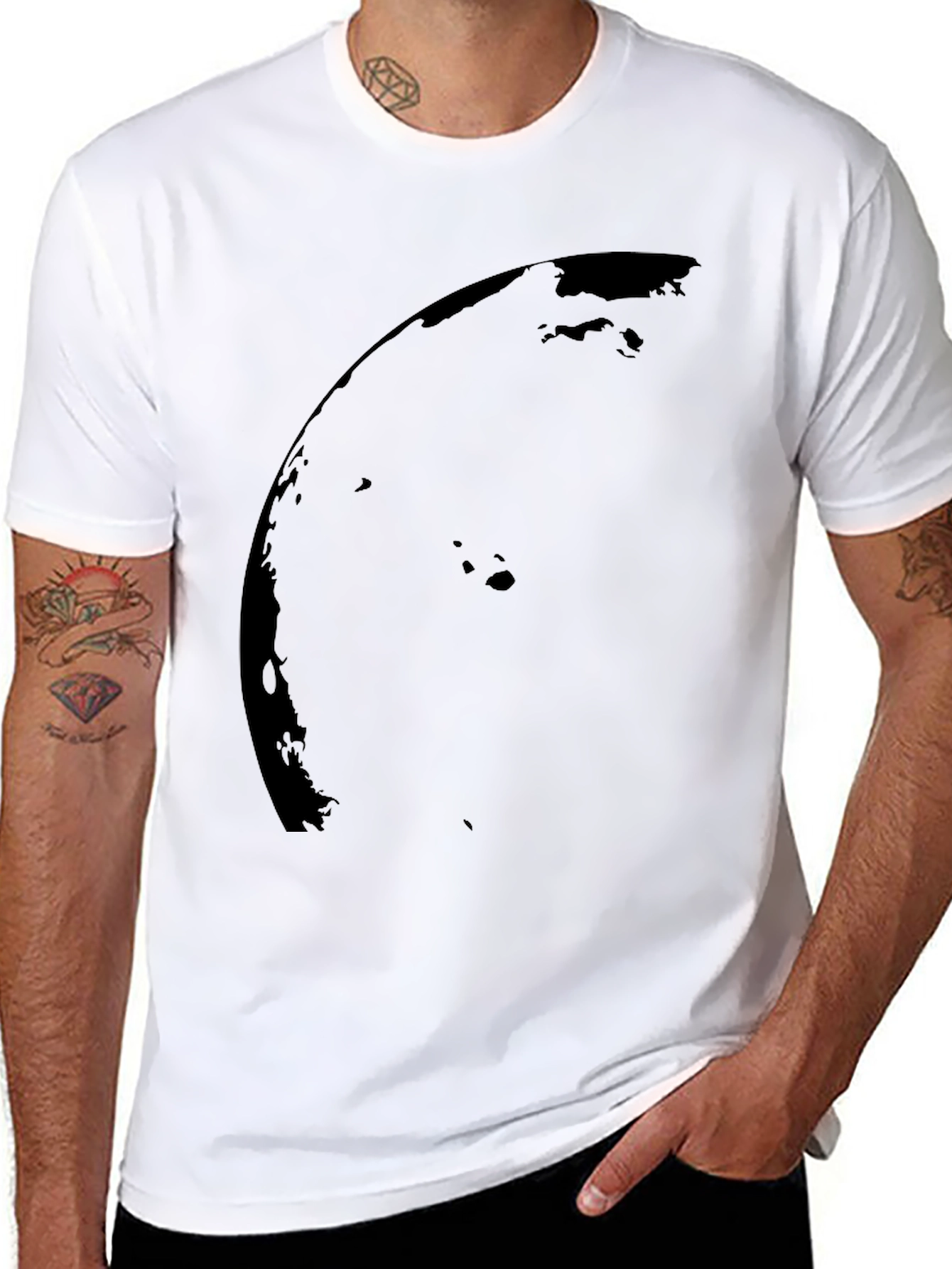 Black Curved Abstract Design T-Shirt