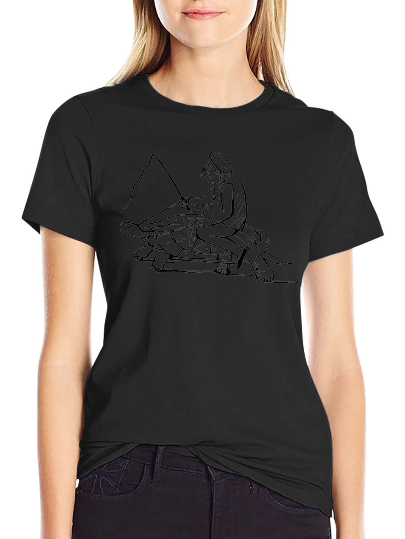 Black T-Shirt: Turtle Rider Graphic Tee