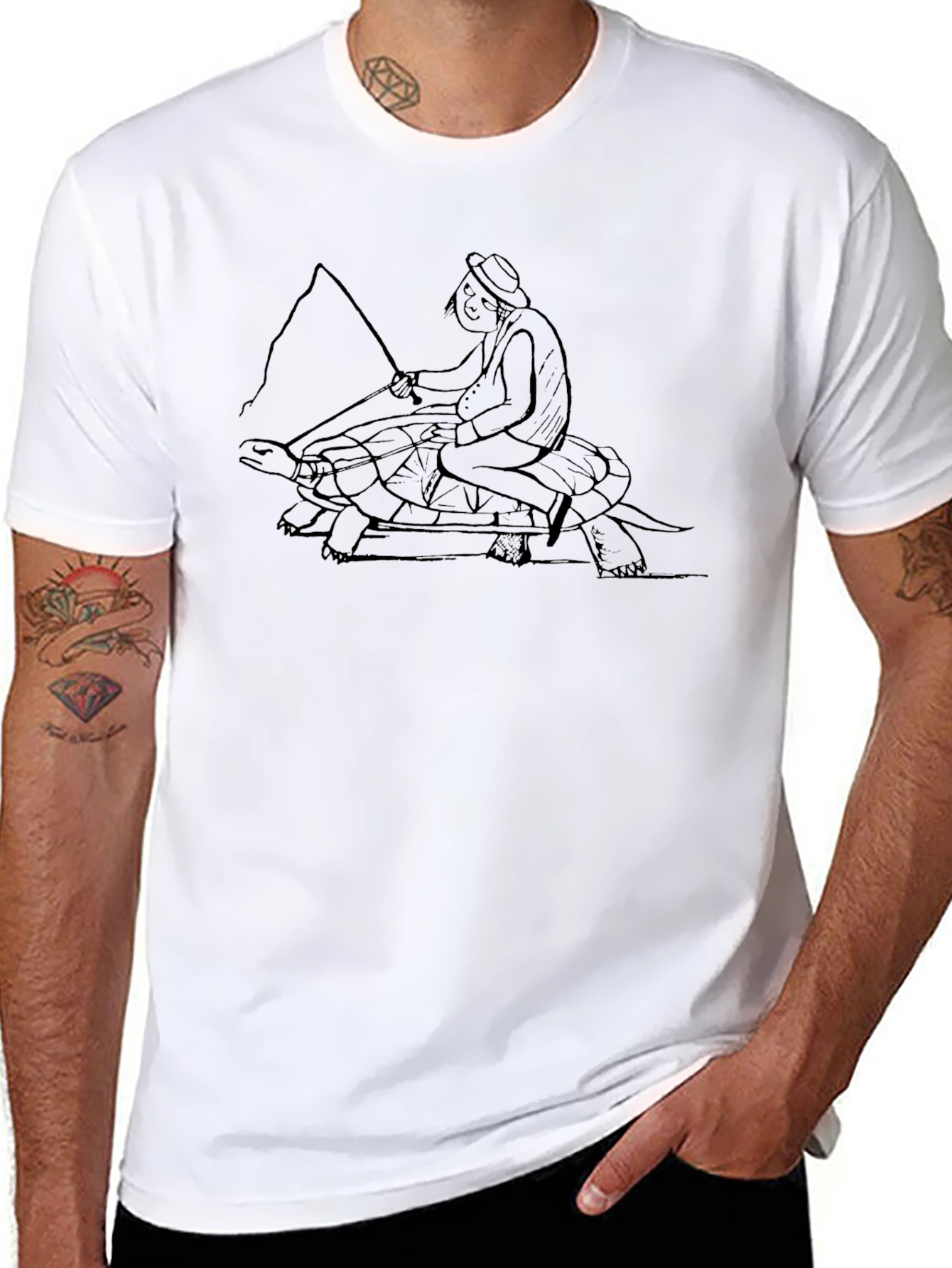 Black T-Shirt: Turtle Rider Graphic Tee