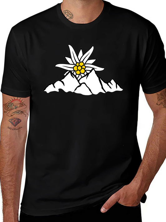 Edelweiss Mountain Graphic T-Shirt - Black