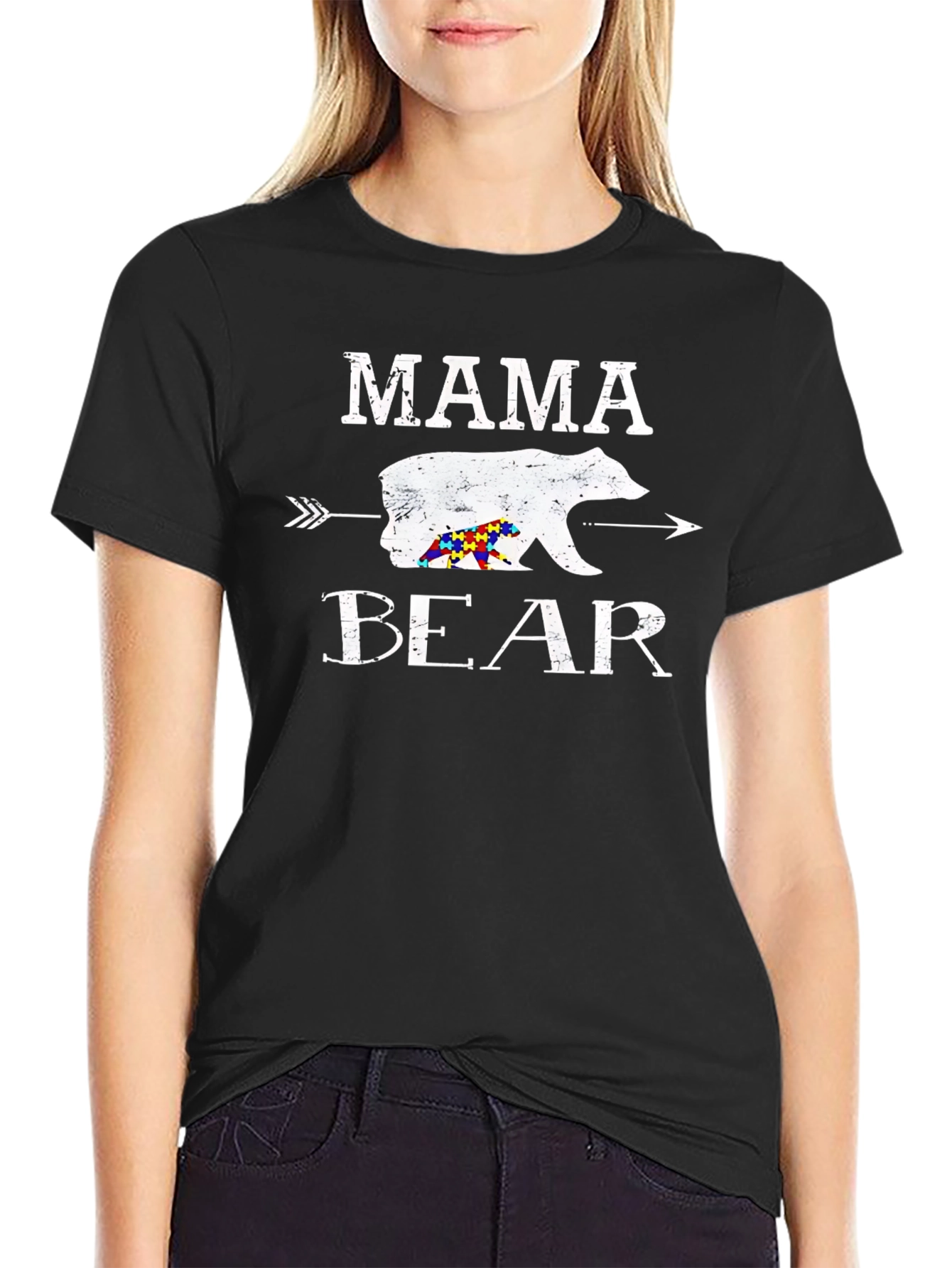 Mama Bear Autism Awareness T-Shirt - Black