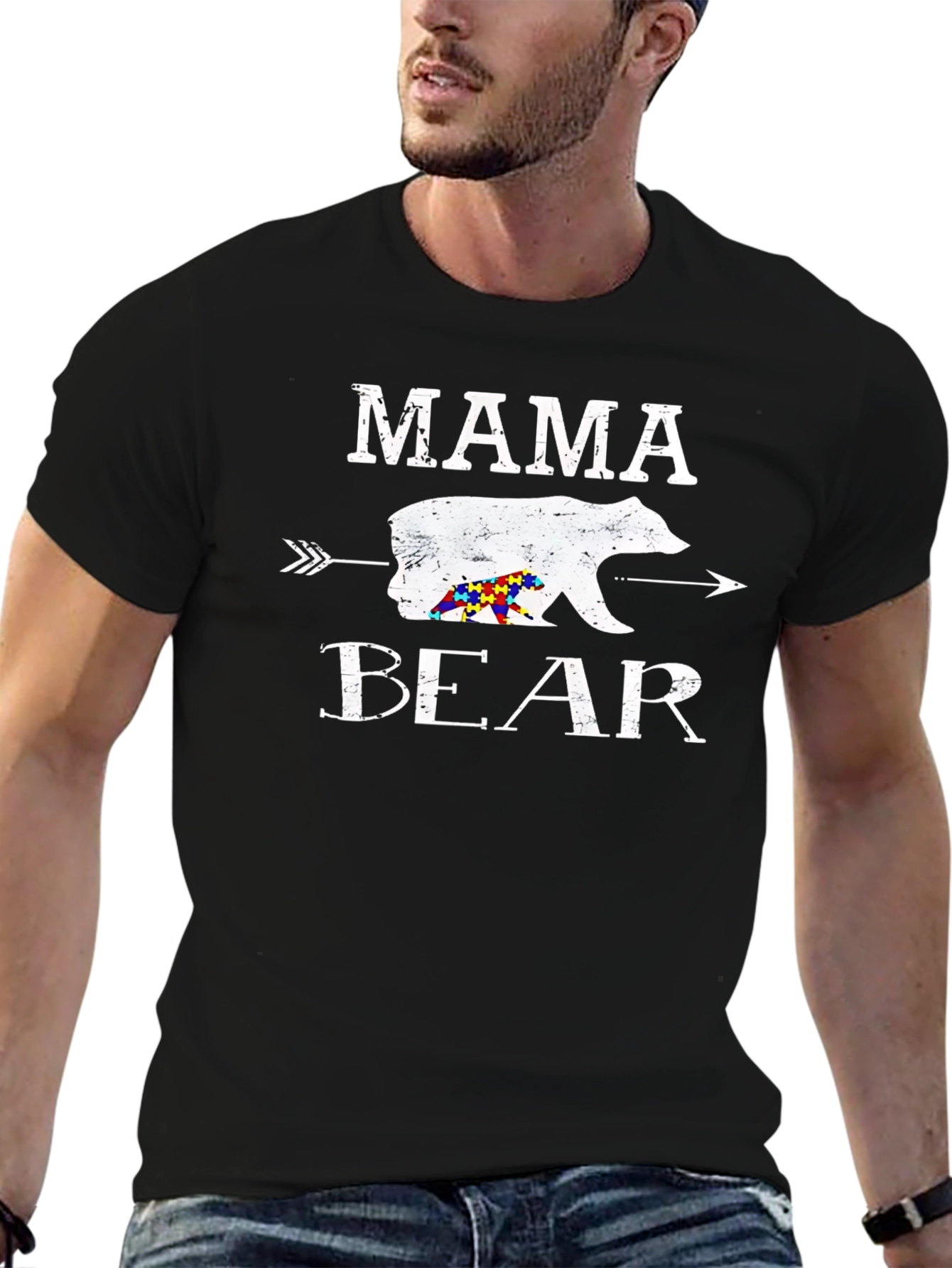 Mama Bear Autism Awareness T-Shirt - Black