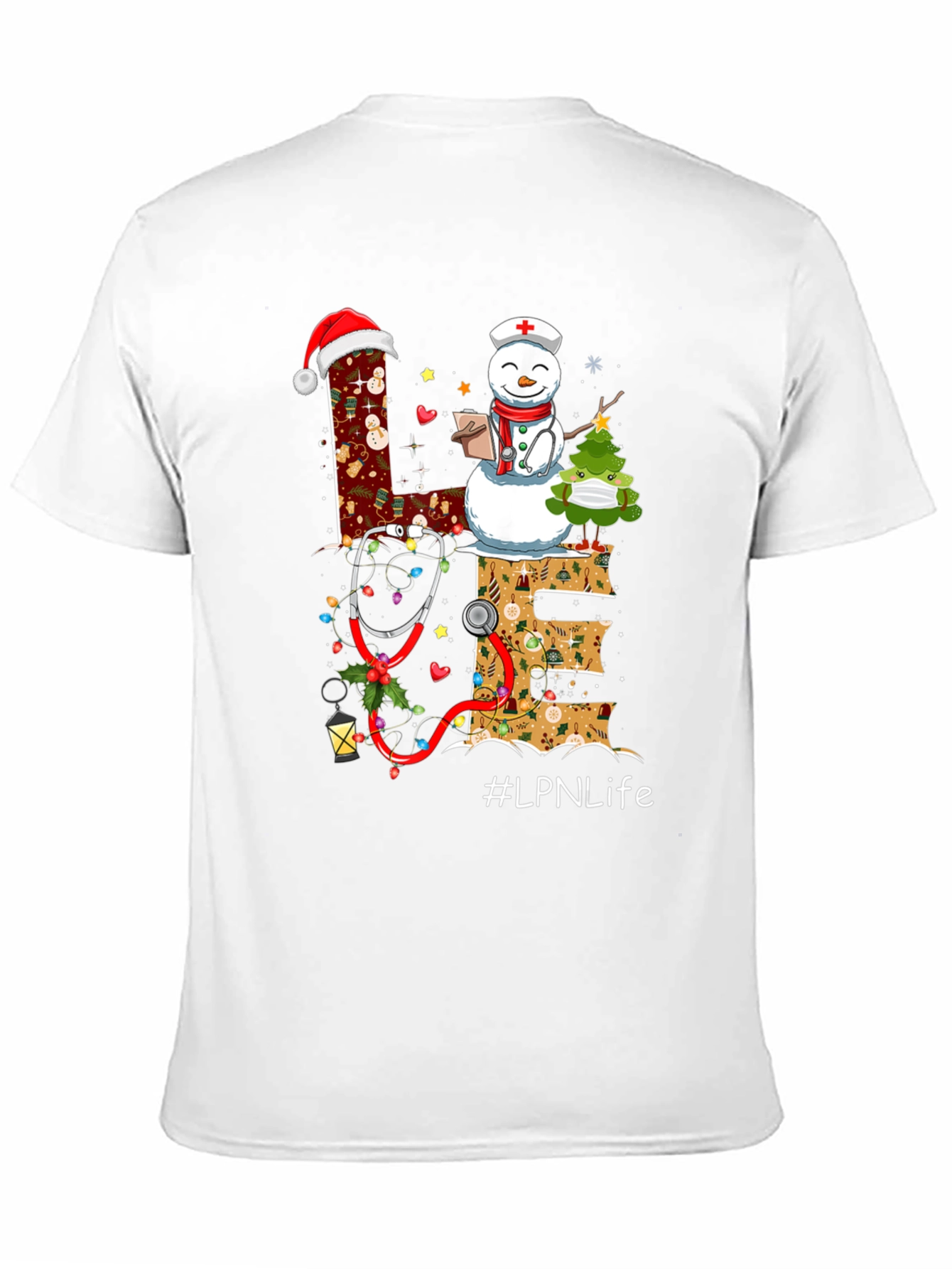 LPN Life Christmas T-Shirt with Snowman & Stethoscope
