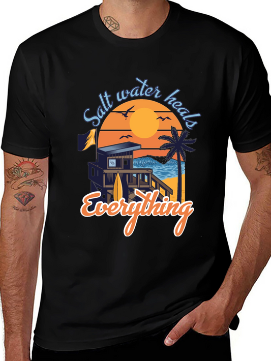 Salt Water Heals Everything Black Graphic Tee