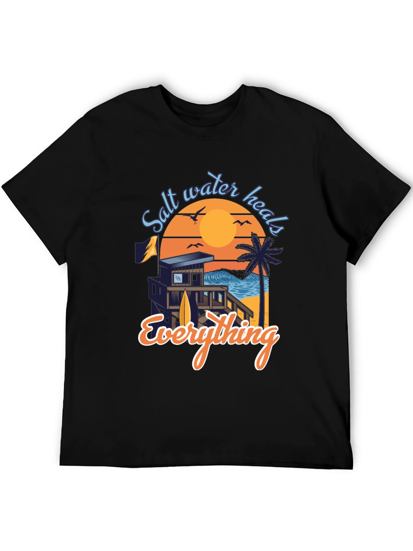 Salt Water Heals Everything Black Graphic Tee