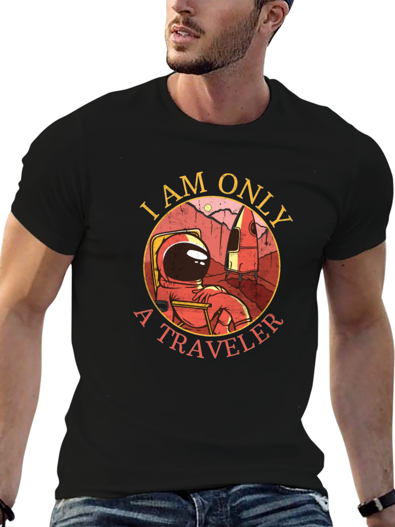I Am Only A Traveler Black T-Shirt