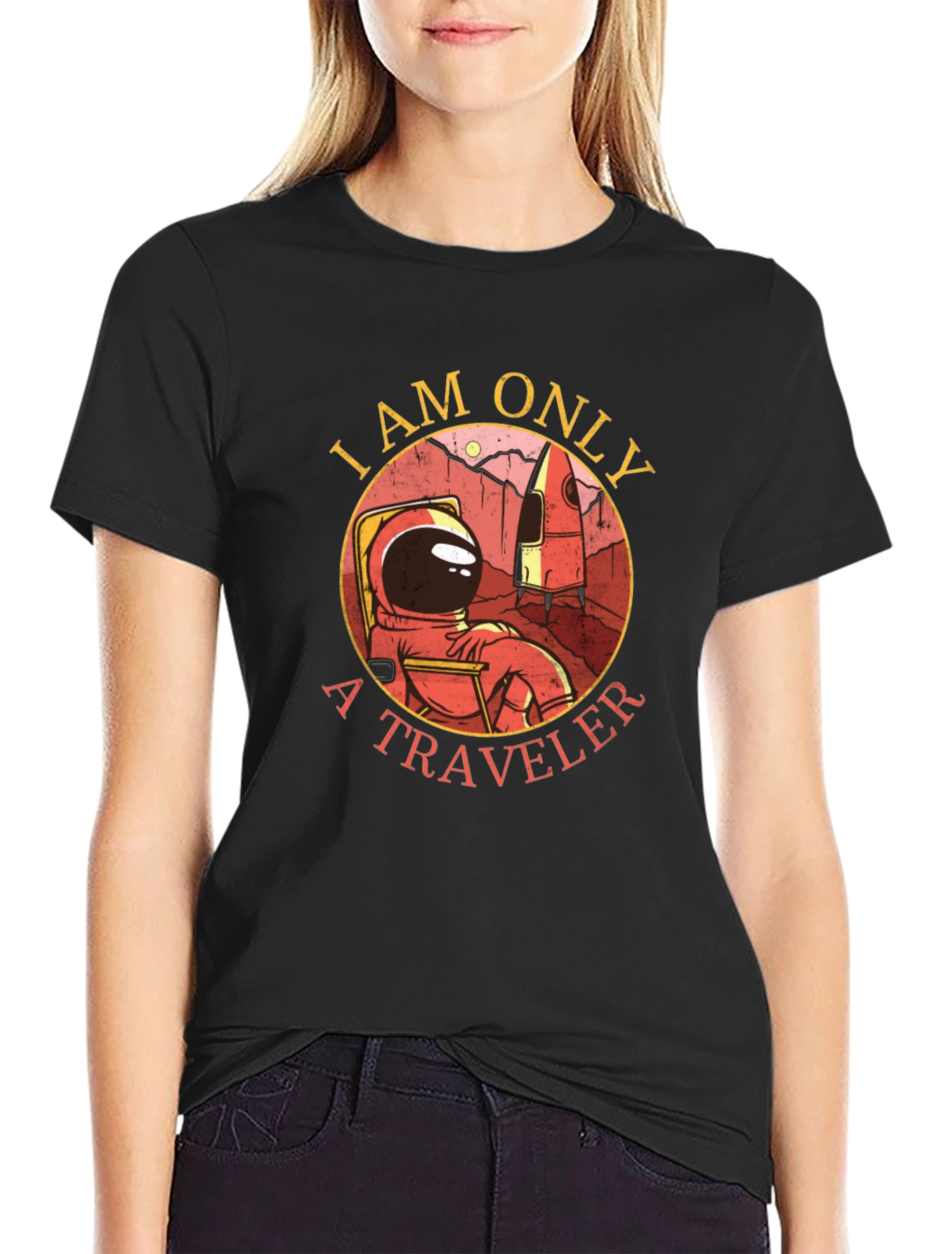 I Am Only A Traveler Black T-Shirt