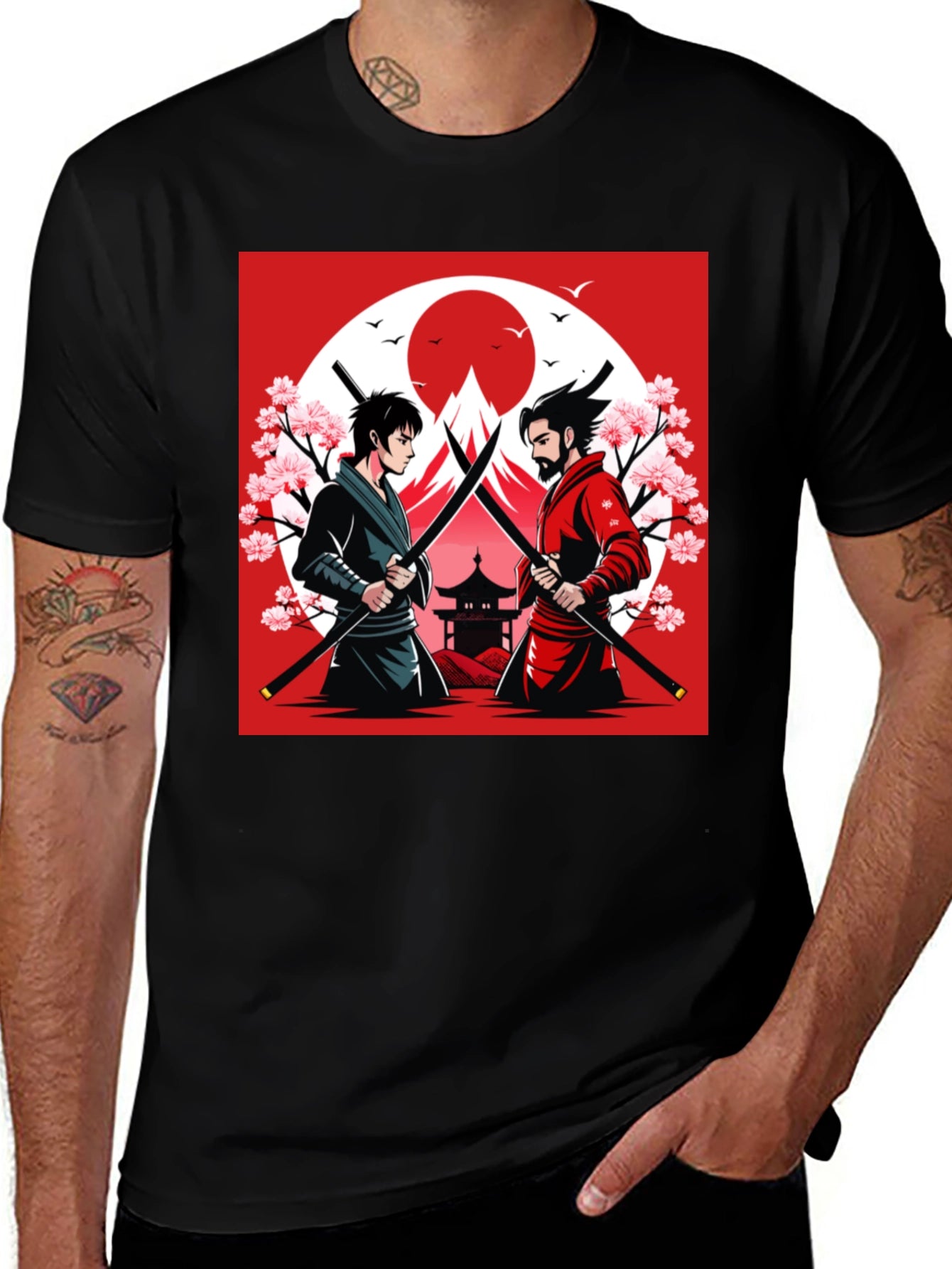 Samurai Duel T-Shirt - Japanese Warrior Design