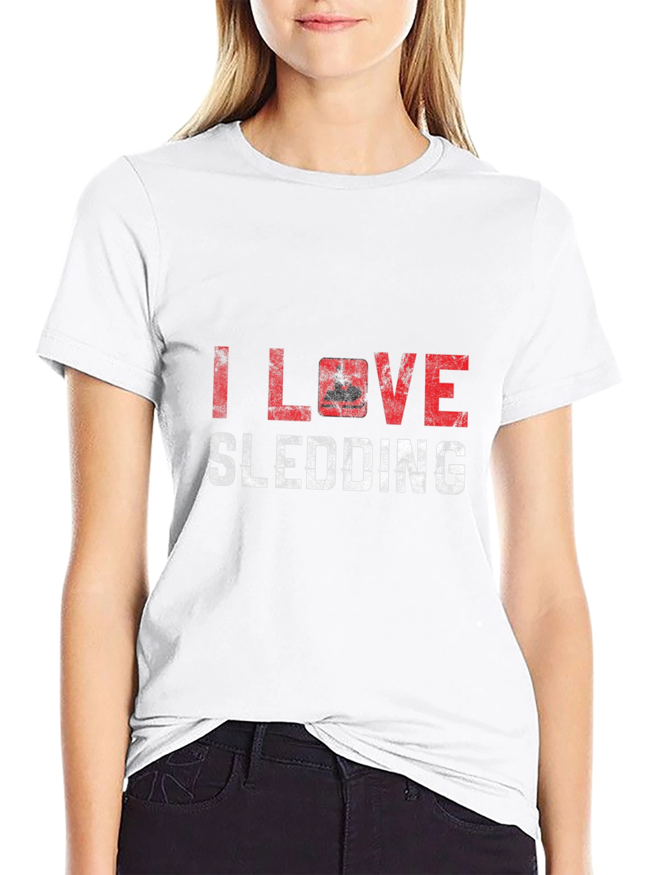 I Love Sledding T-Shirt Black
