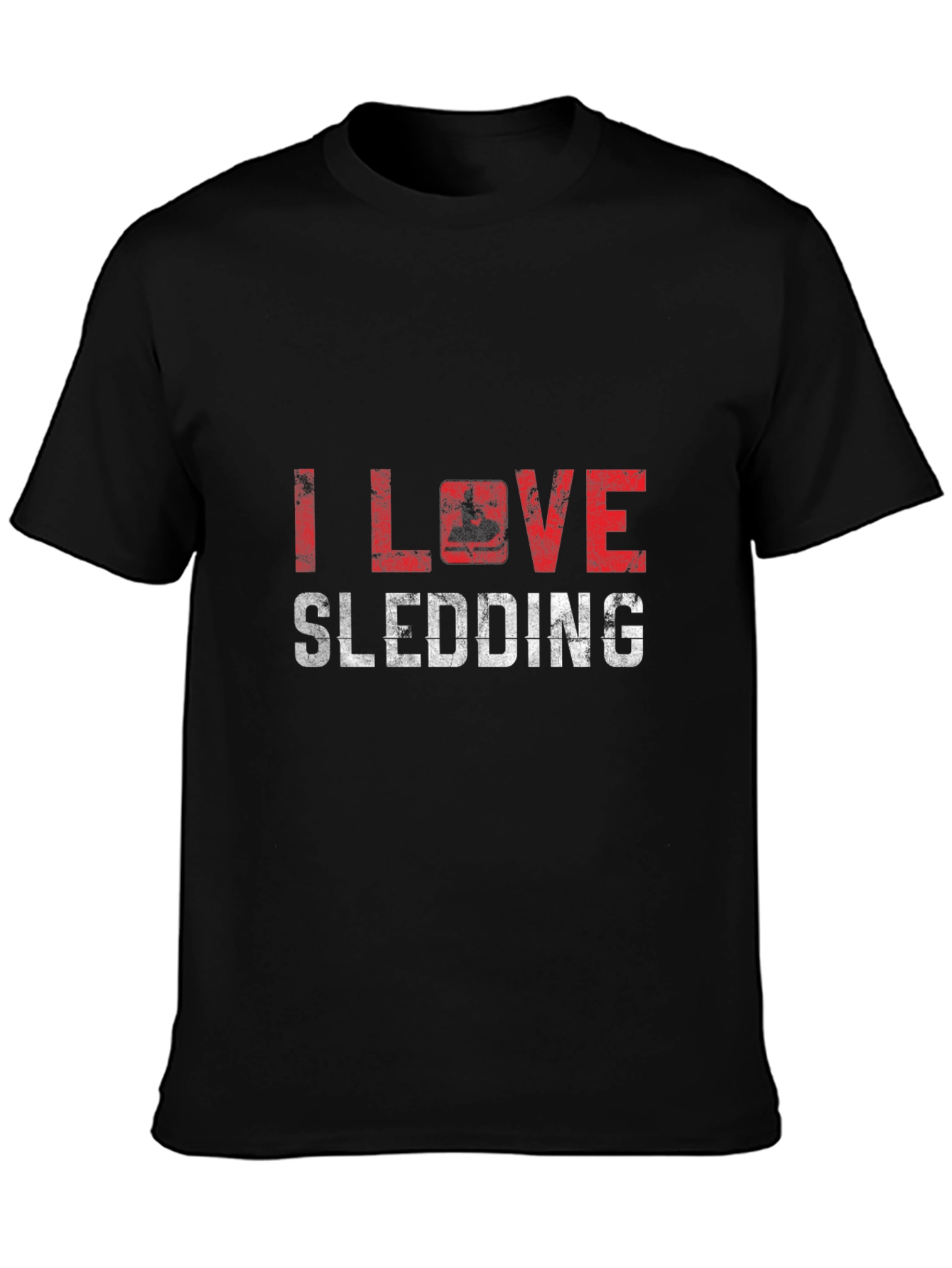 I Love Sledding T-Shirt Black