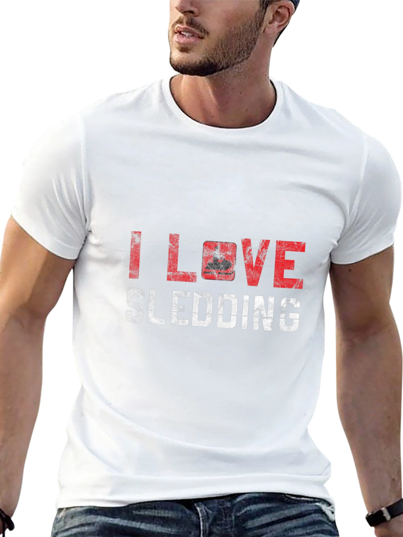 I Love Sledding T-Shirt Black