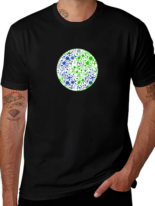 Floral Circle Tee - Green & Blue Design
