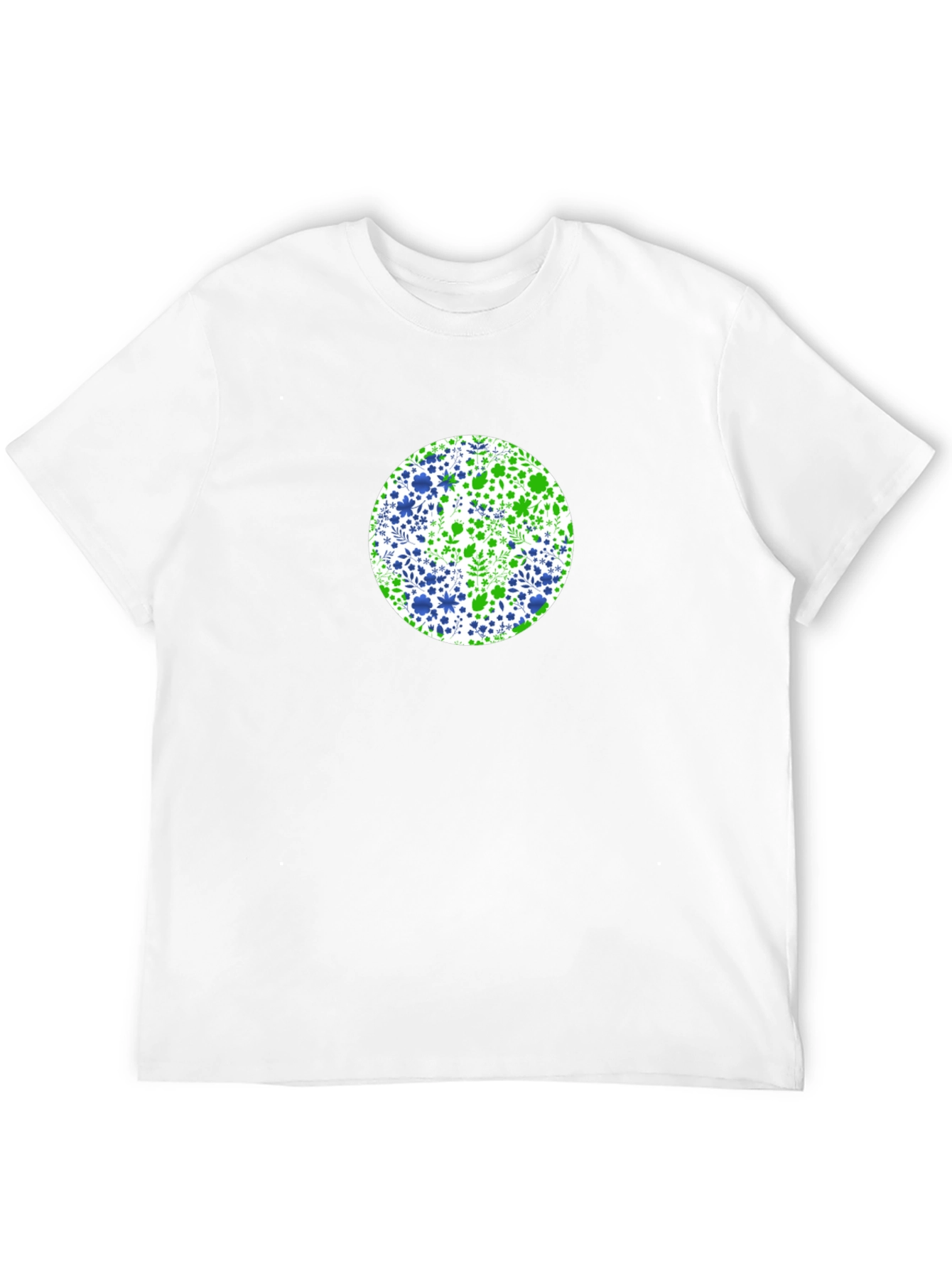 Floral Circle Tee - Green & Blue Design