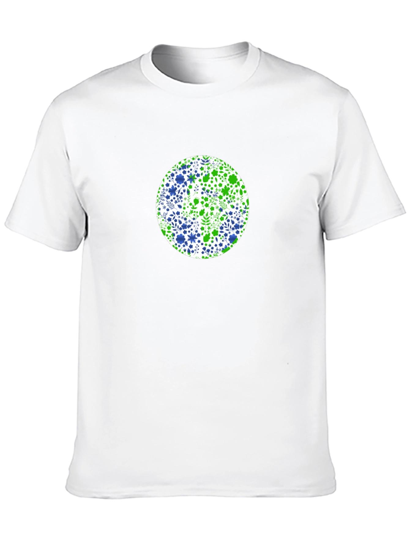 Floral Circle Tee - Green & Blue Design