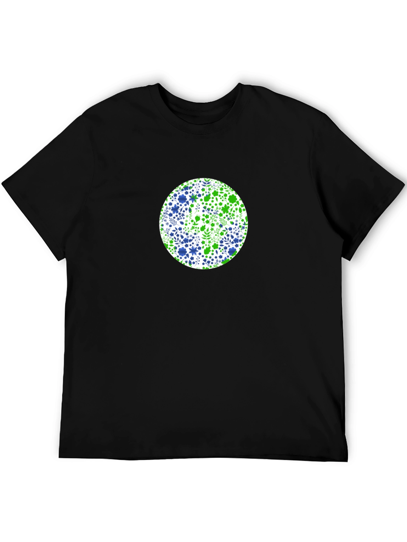 Floral Circle Tee - Green & Blue Design