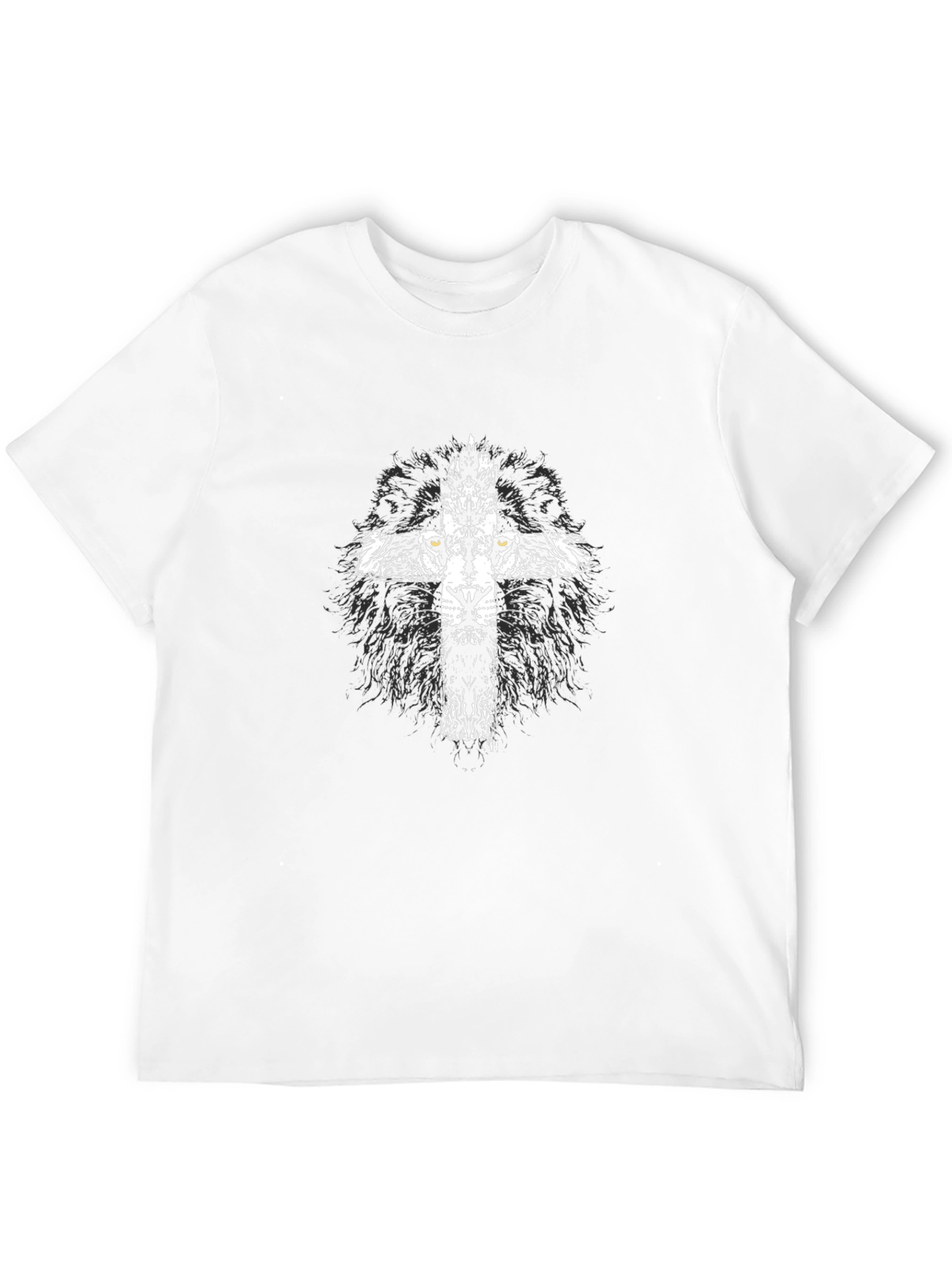 Lion Cross Graphic Print Black T-Shirt