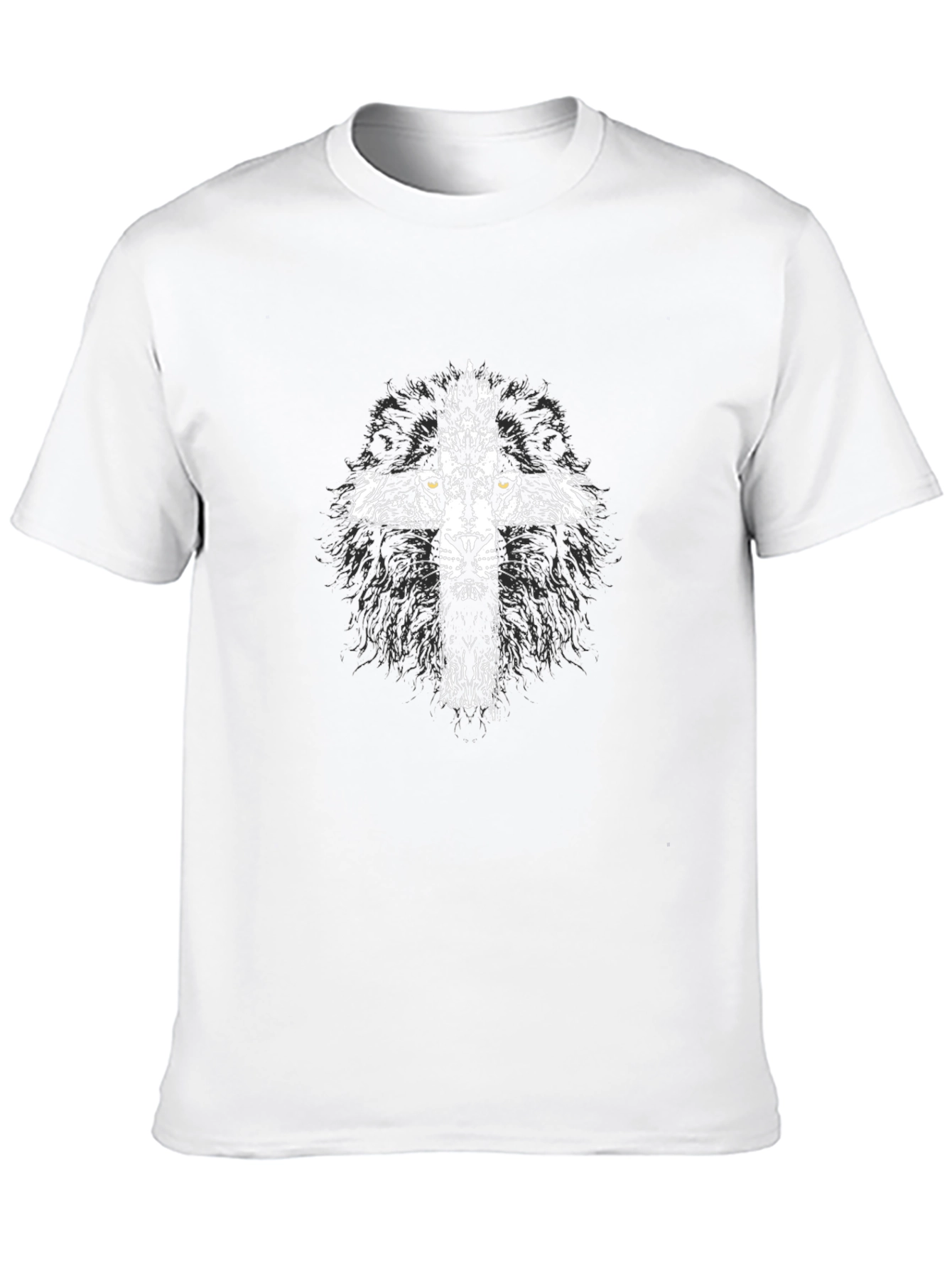 Lion Cross Graphic Print Black T-Shirt