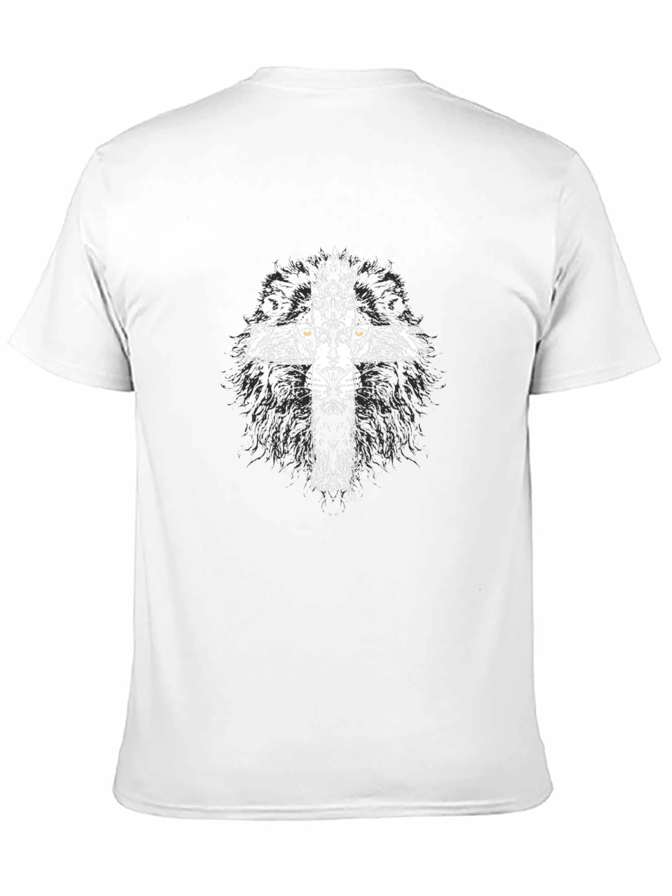 Lion Cross Graphic Print Black T-Shirt