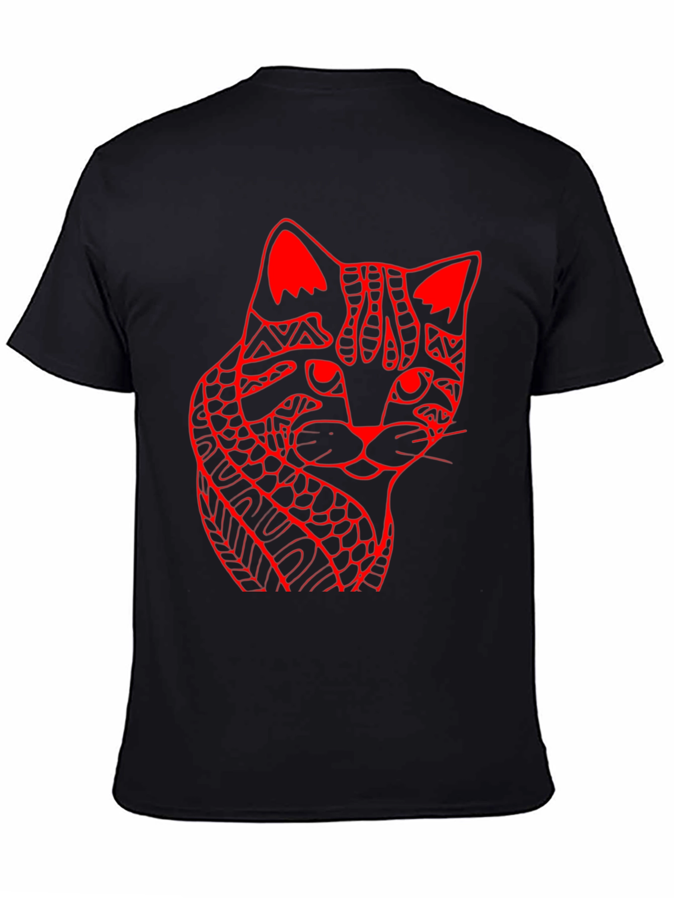 Abstract Cat Print Black T-Shirt