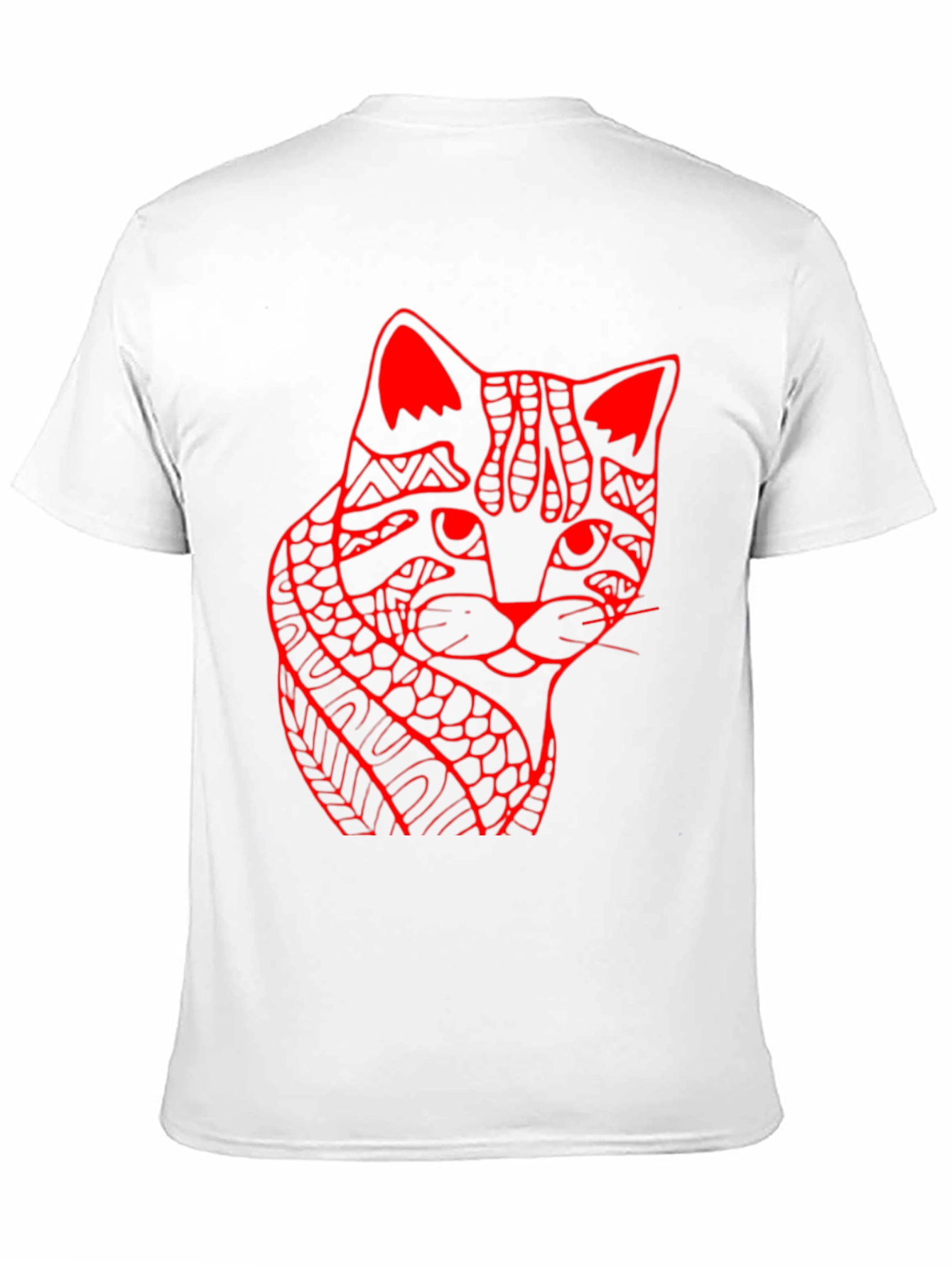 Abstract Cat Print Black T-Shirt