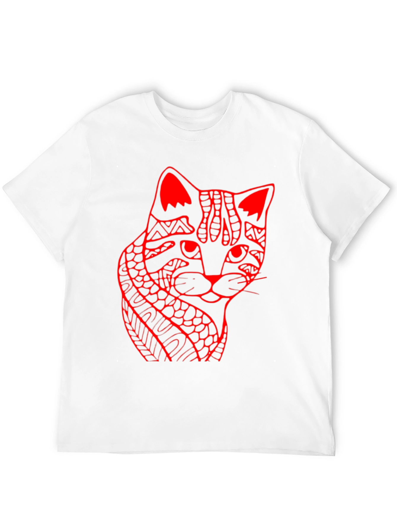 Abstract Cat Print Black T-Shirt