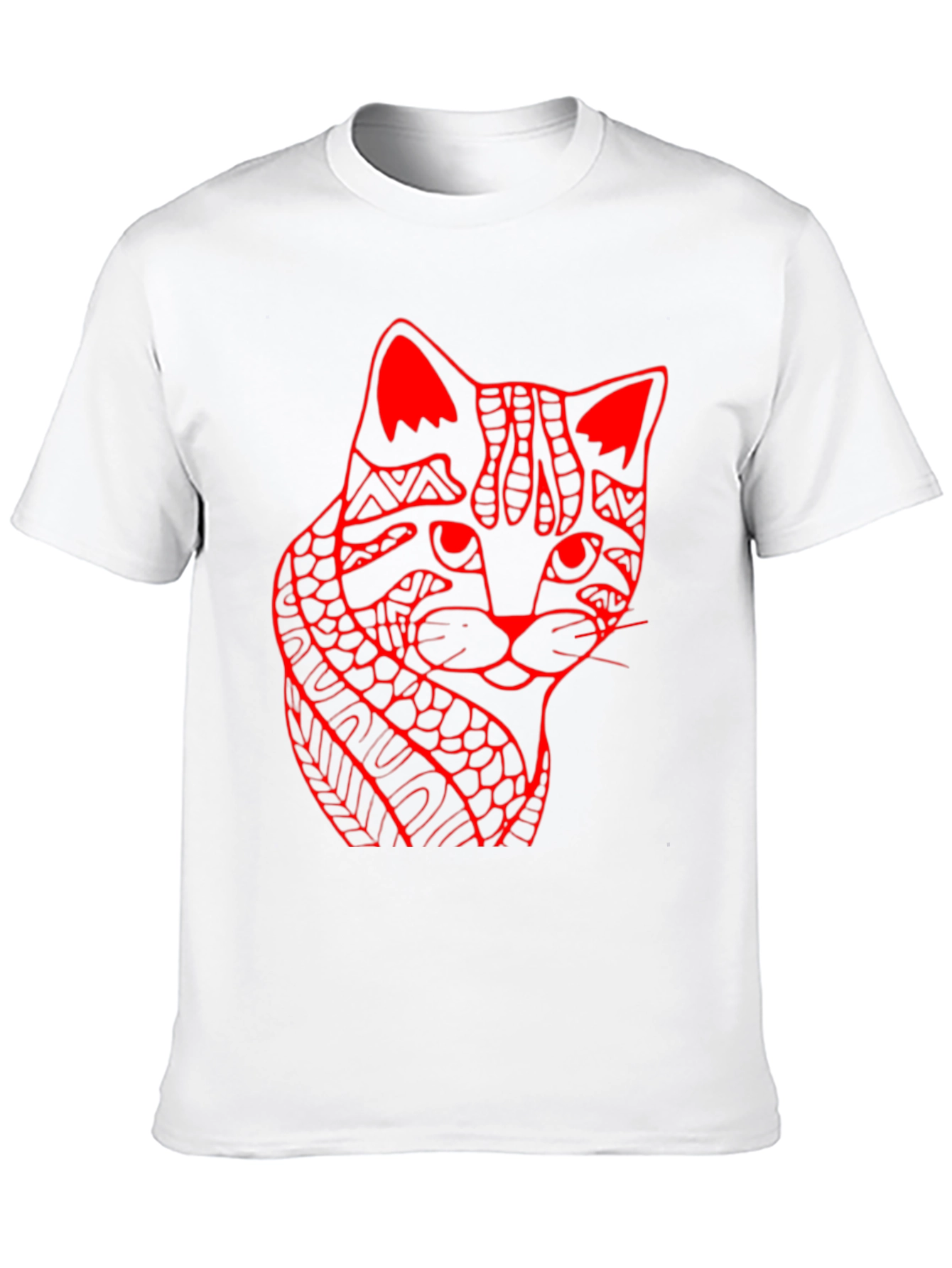 Abstract Cat Print Black T-Shirt